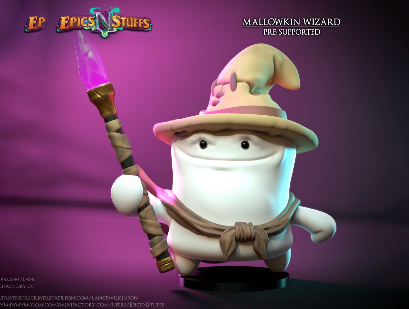 Marshmallow Wizard Miniature | Tabletop RPG Miniature | Epic 'N' Stuff | Roleplaying 3D Printed Fantasy Mini - 3DPrintDen