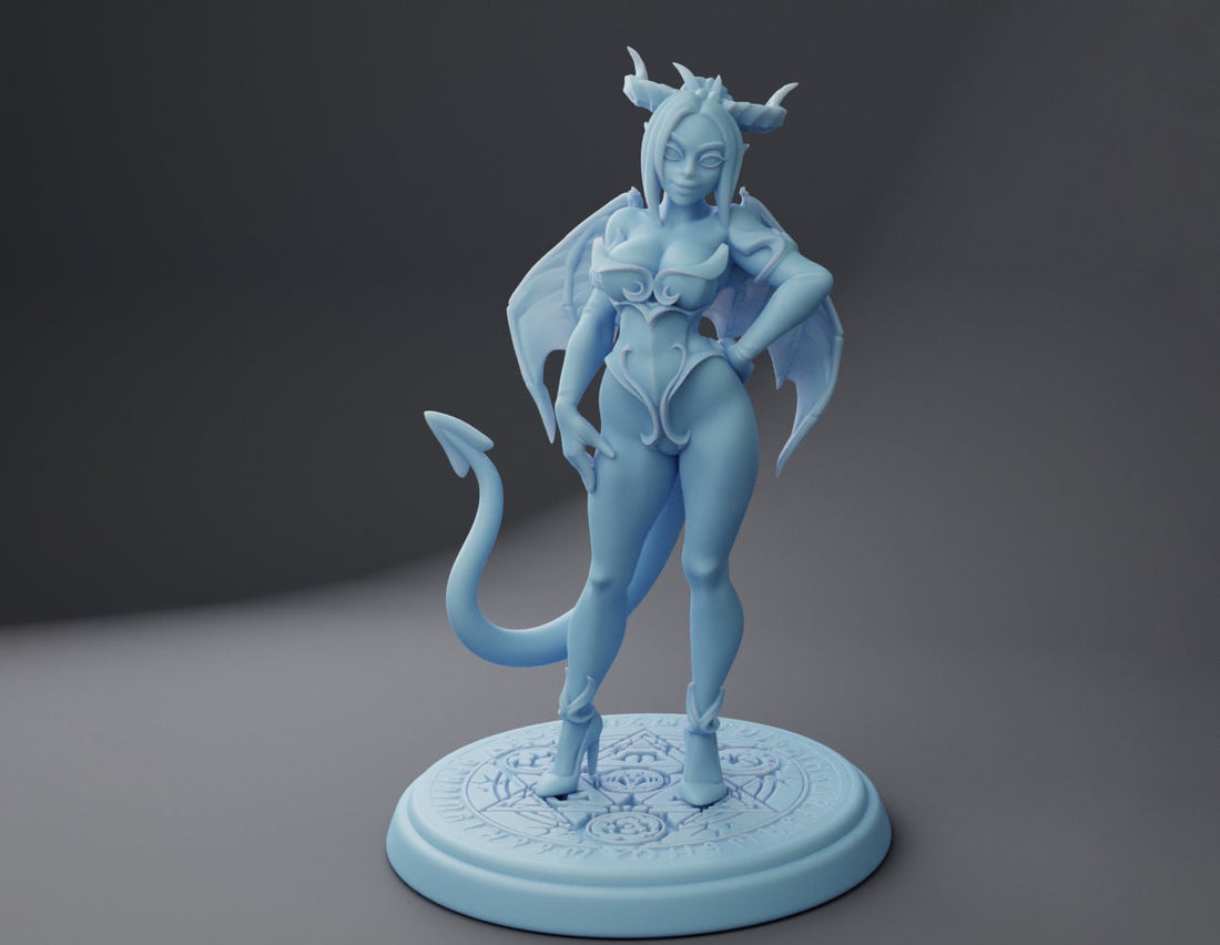 Succubus Miniature | Twin Goddess Miniatures | Tabletop RPG Miniature | Roleplaying 3D Printed Fantasy Mini - 3DPrintDen