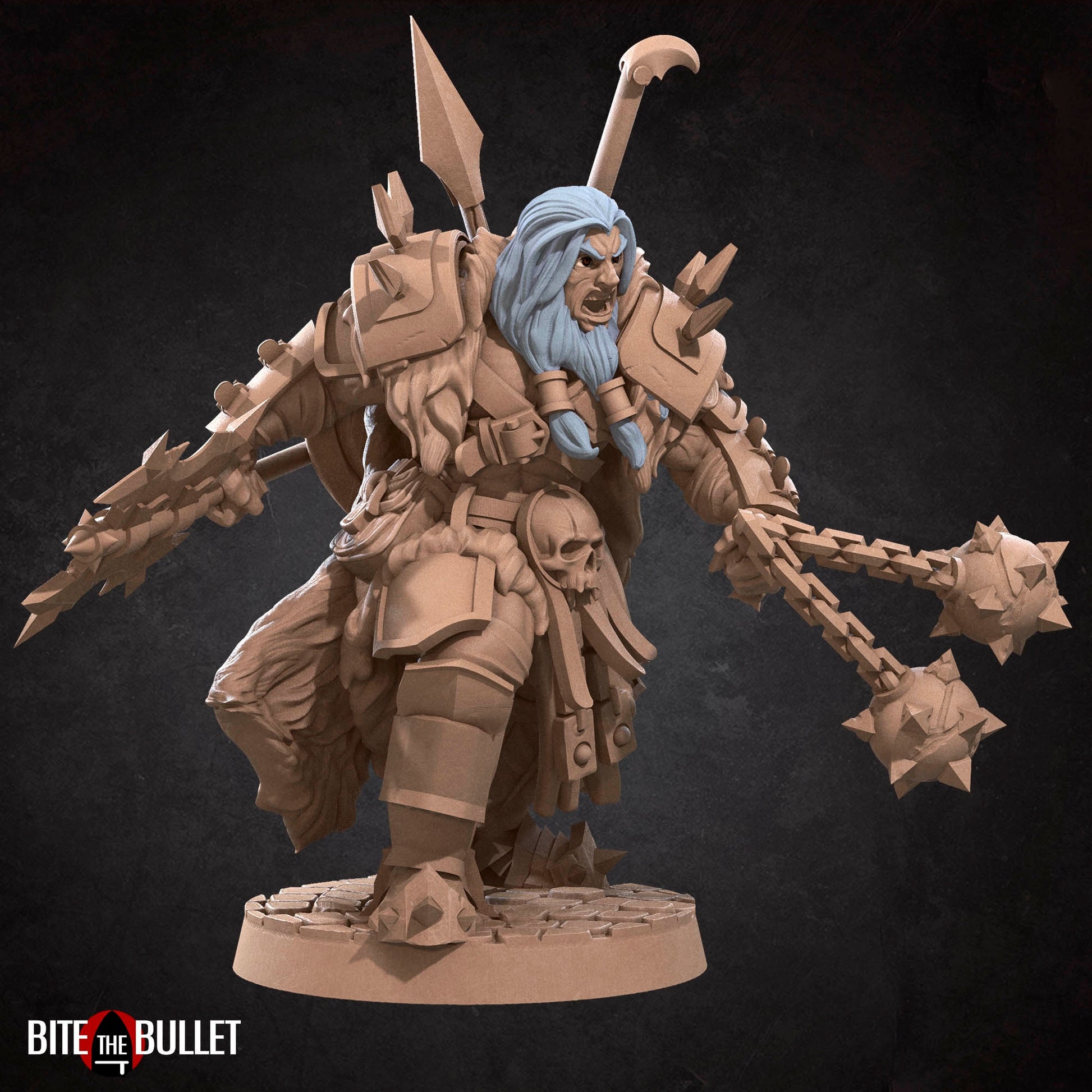 Barbarian Miniature | Tabletop RPG Miniature | Bite the Bullet | Roleplaying 3D Printed Fantasy Mini - 3DPrintDen