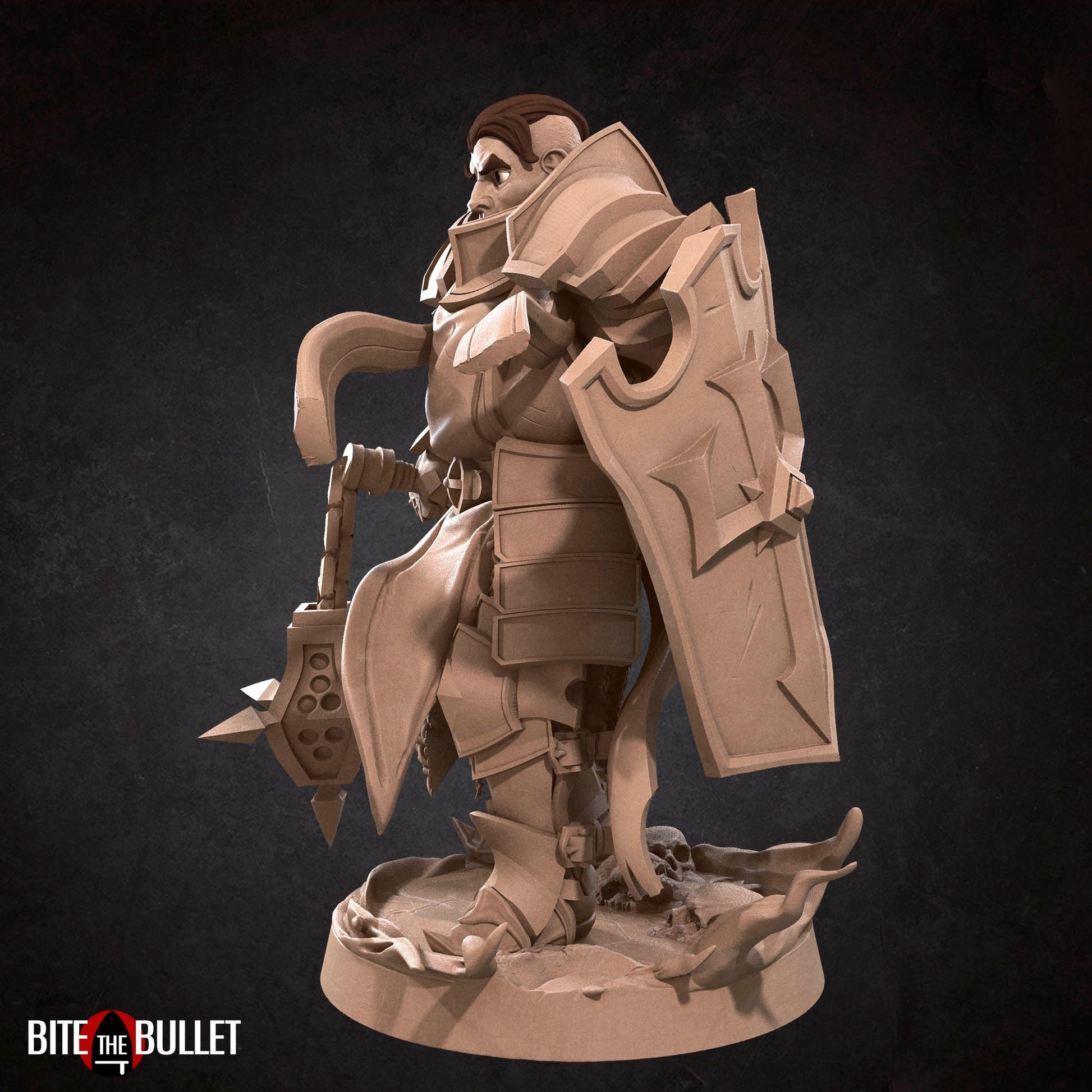 Crusader Miniature | Tabletop RPG Miniature | Bite the Bullet | Roleplaying 3D Printed Fantasy Mini - 3DPrintDen