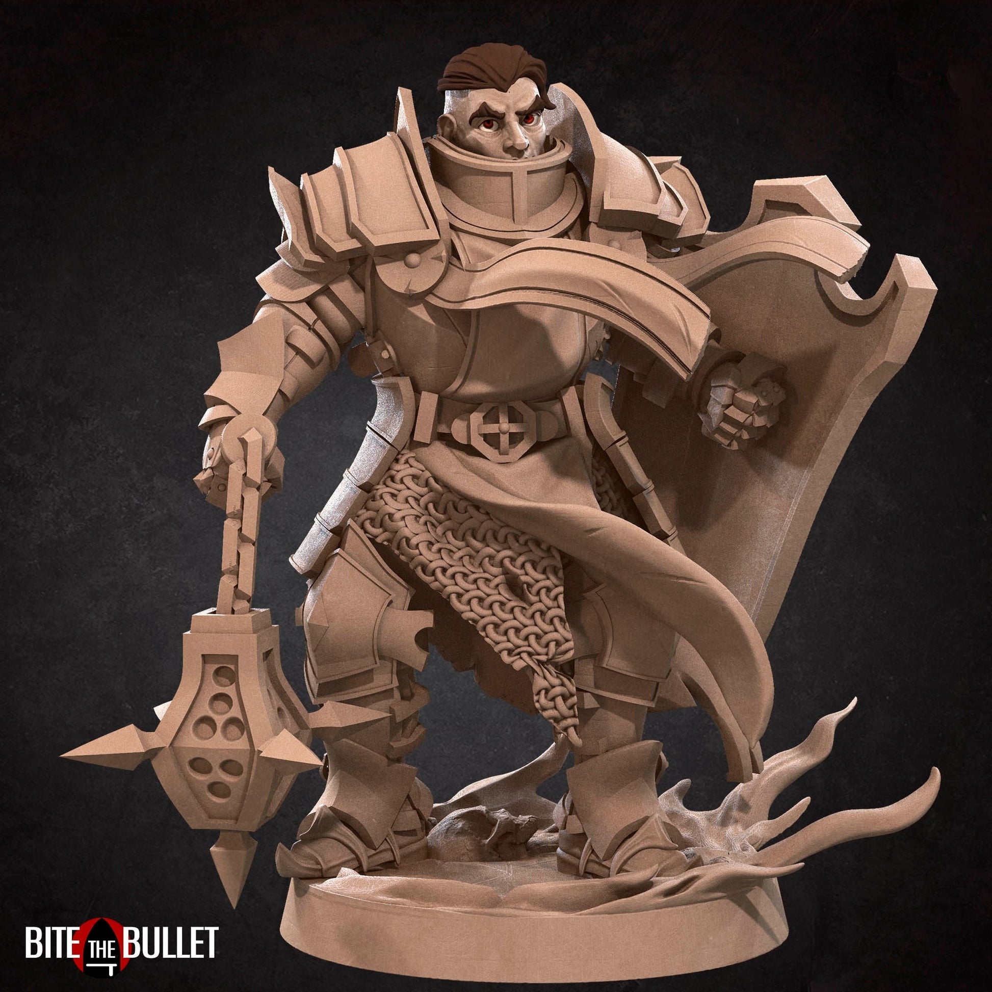 Crusader Miniature | Tabletop RPG Miniature | Bite the Bullet | Roleplaying 3D Printed Fantasy Mini - 3DPrintDen