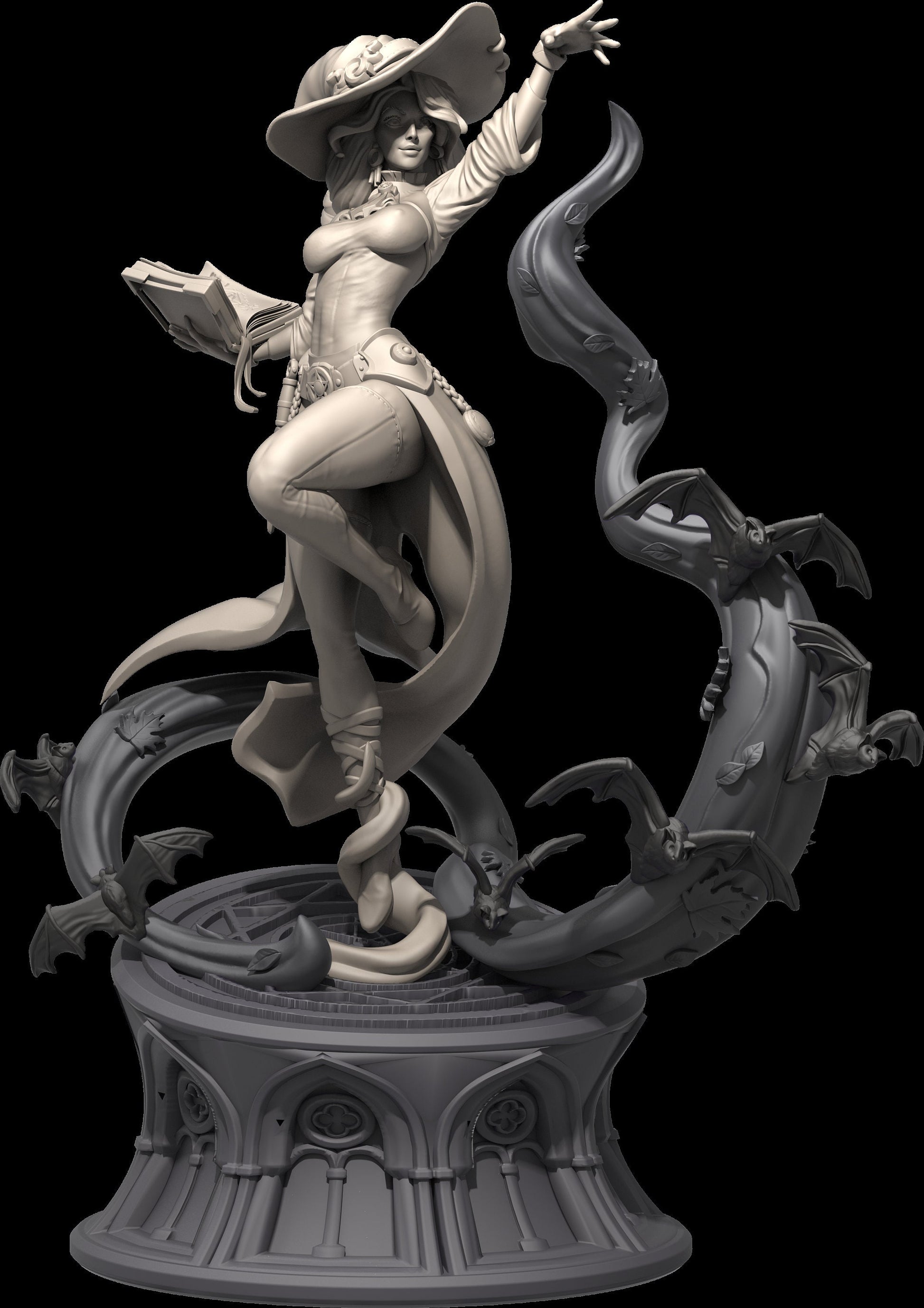 Witch Miniature, Seraphina | Tabletop RPG Miniature | Dungeons and Maidens | Roleplaying 3D Printed Fantasy Mini - 3DPrintDen