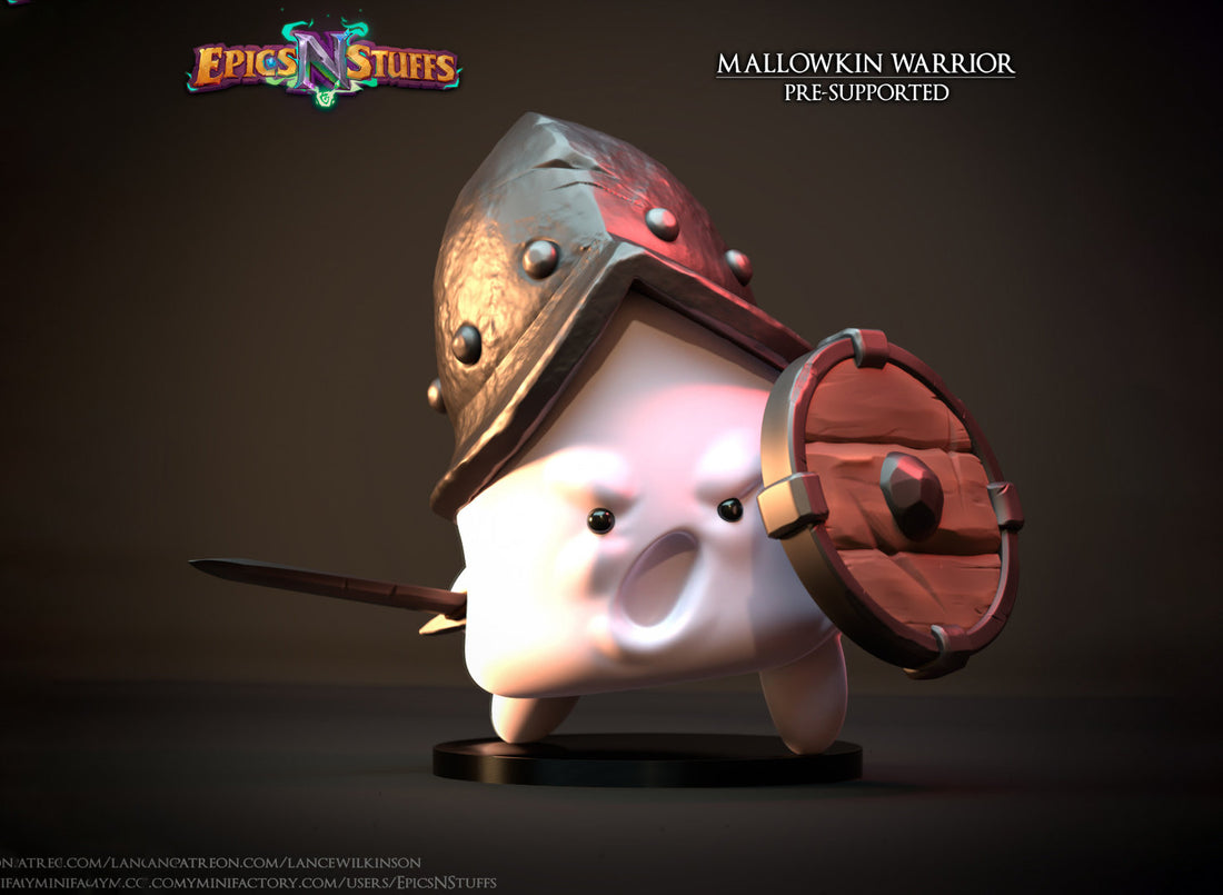 Marshmallow Warrior Miniature | Tabletop RPG Miniature | Epic 'N' Stuff | Roleplaying 3D Printed Fantasy Mini - 3DPrintDen