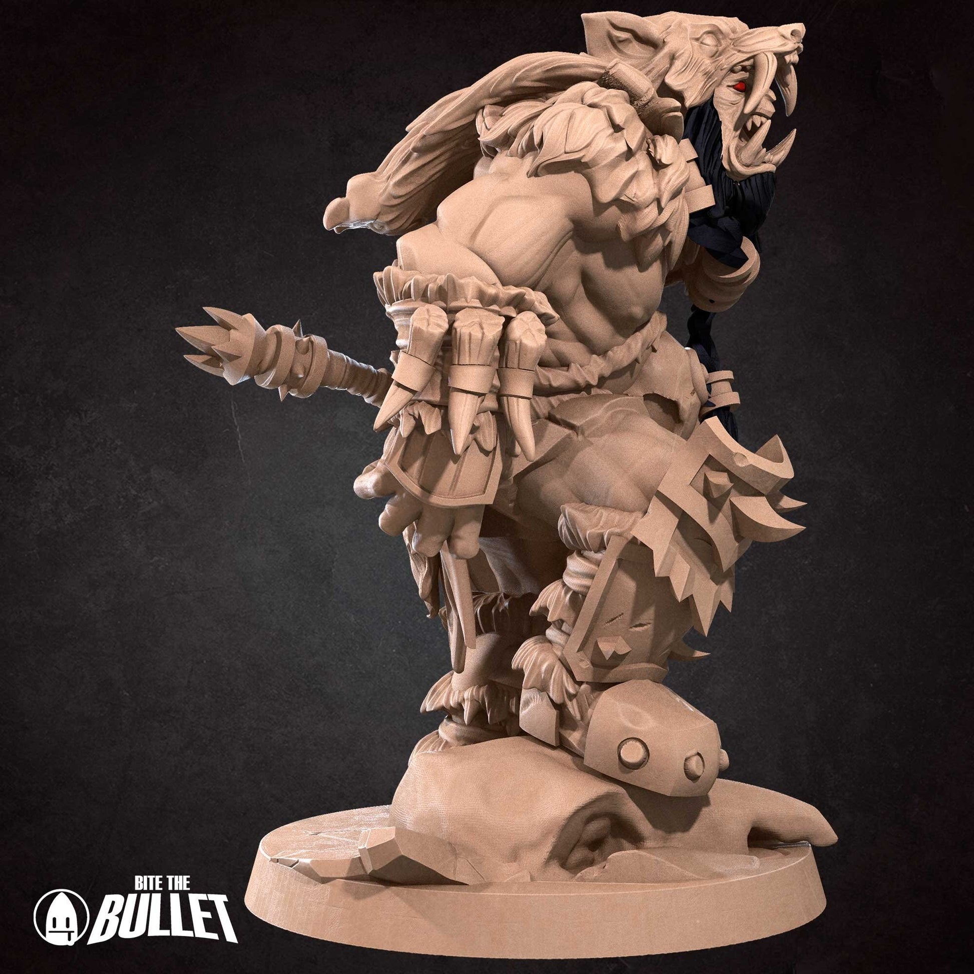 Orc Barbarian Miniature | Tabletop RPG Miniature | Bite the Bullet | Roleplaying 3D Printed Fantasy Mini - 3DPrintDen