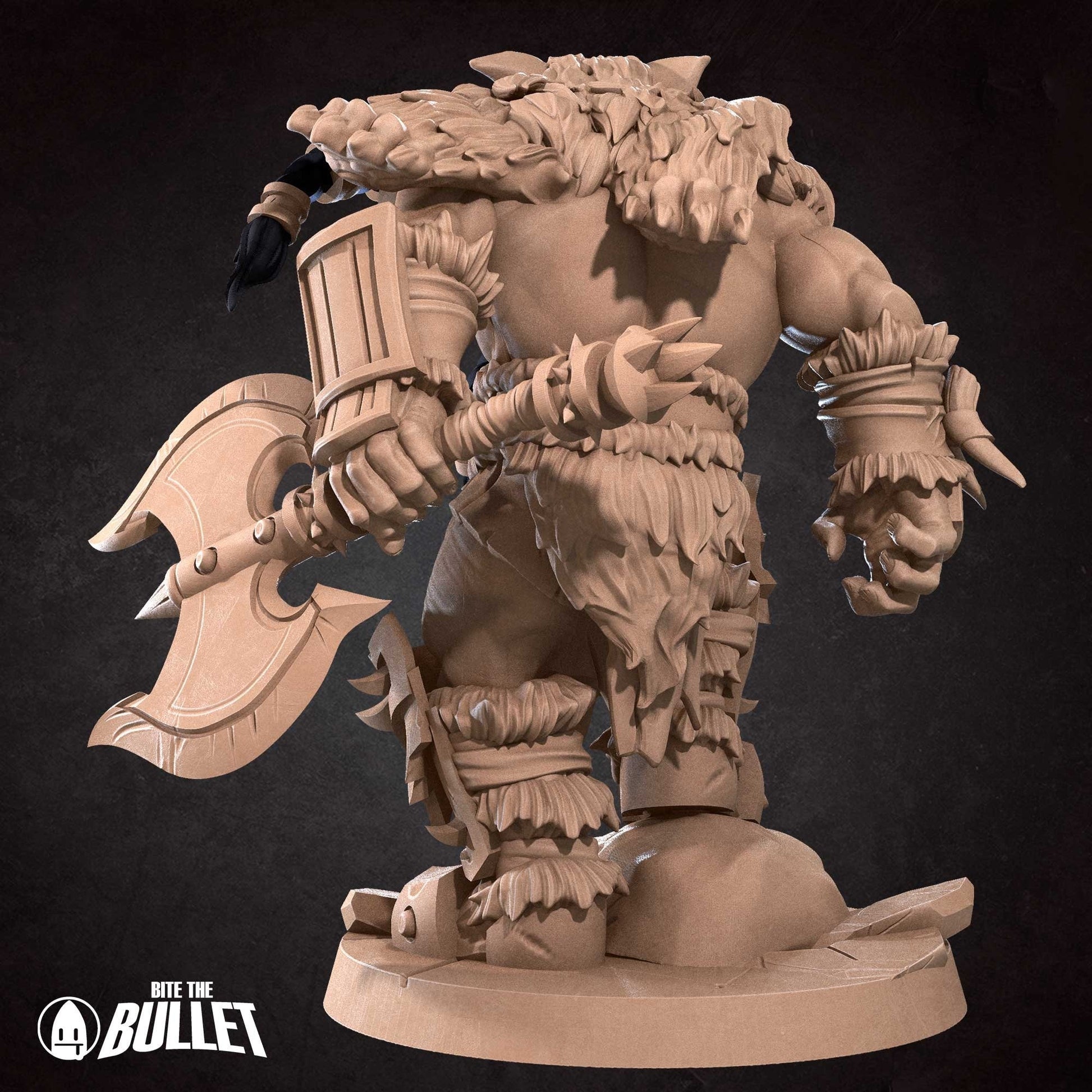 Orc Barbarian Miniature | Tabletop RPG Miniature | Bite the Bullet | Roleplaying 3D Printed Fantasy Mini - 3DPrintDen