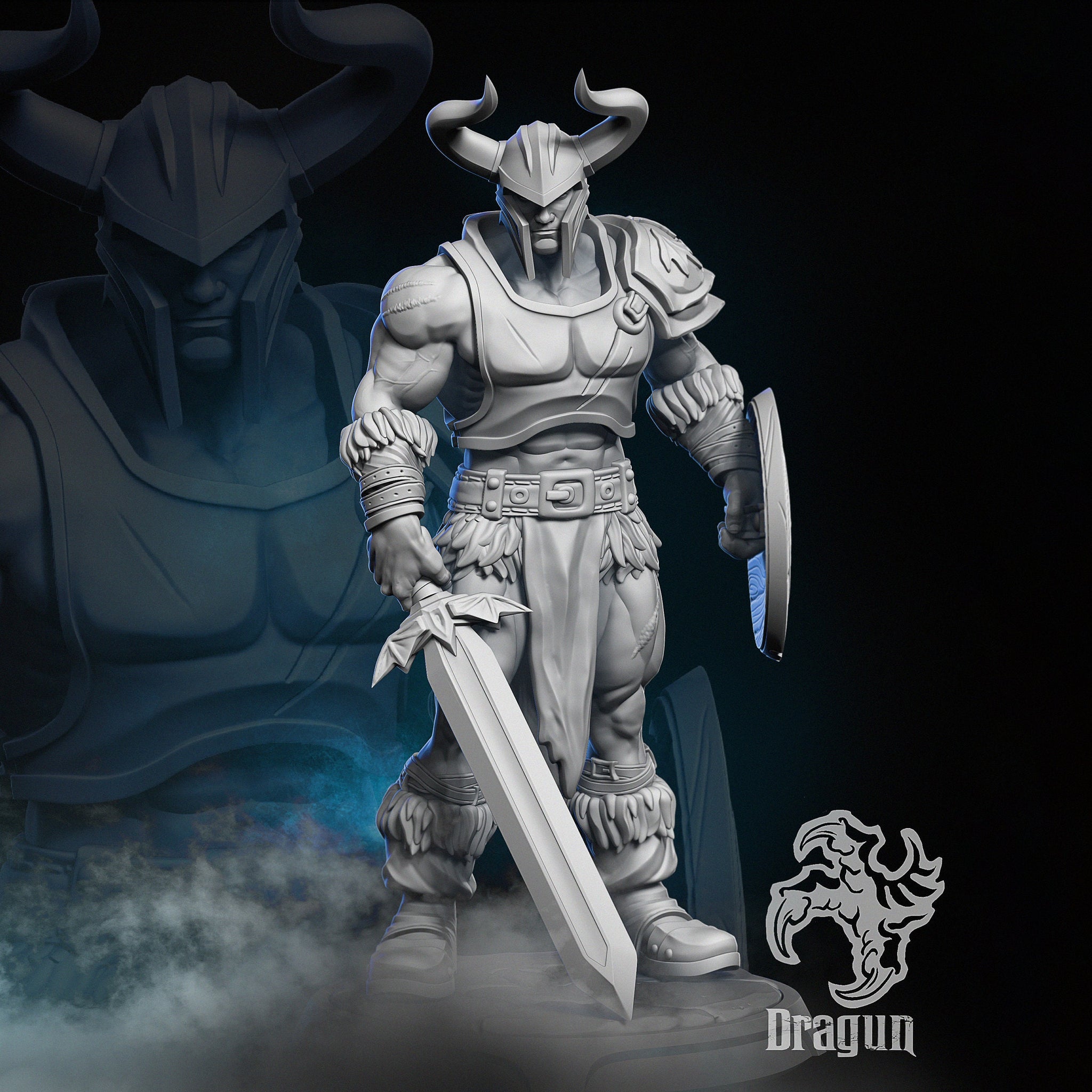 Warrior Hero Miniature | Dragun Studios | Tabletop RPG Miniature | Roleplaying 3D Printed Fantasy Mini - 3DPrintDen