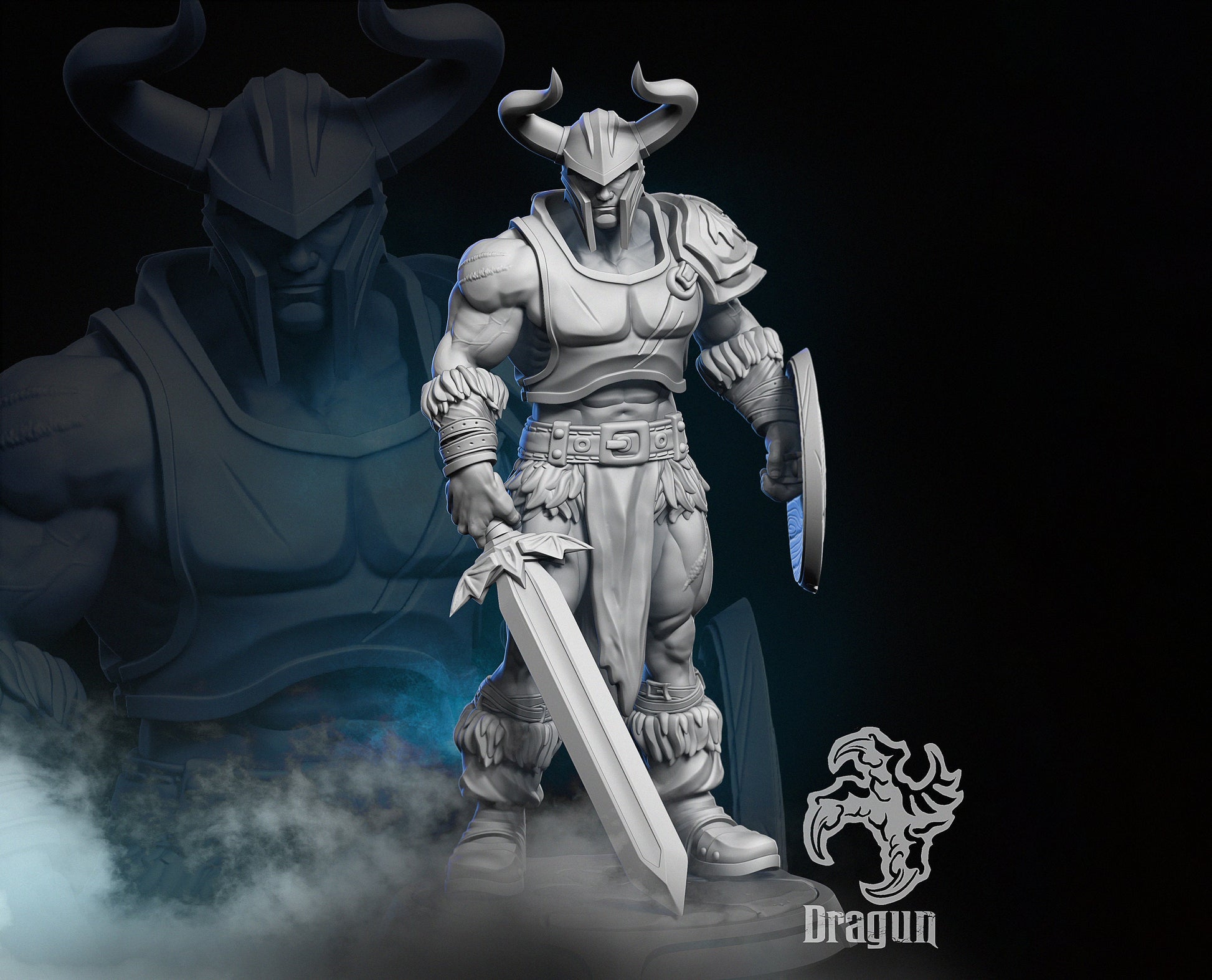 Warrior Hero Miniature | Dragun Studios | Tabletop RPG Miniature | Roleplaying 3D Printed Fantasy Mini - 3DPrintDen