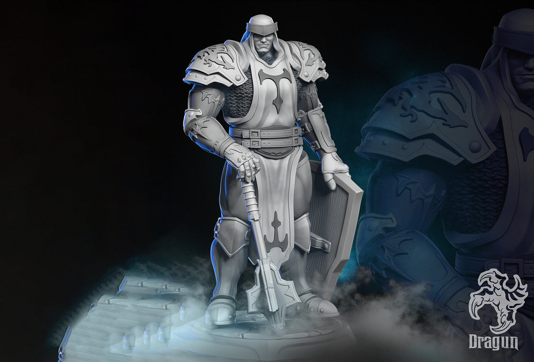 Paladin Miniature | Dragun Studios | Tabletop RPG Miniature | Roleplaying 3D Printed Fantasy Mini - 3DPrintDen