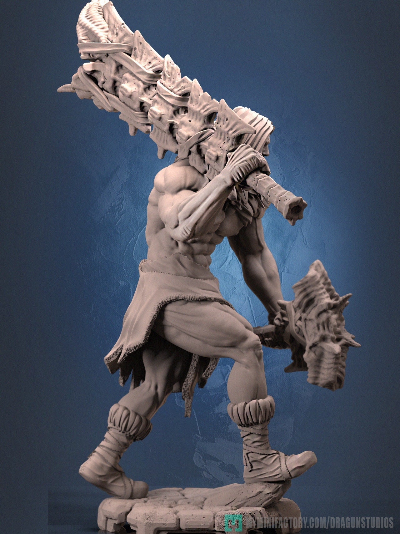 Barbarian Miniature | Dragun Studios | Tabletop RPG Miniature | Roleplaying 3D Printed Fantasy Mini - 3DPrintDen