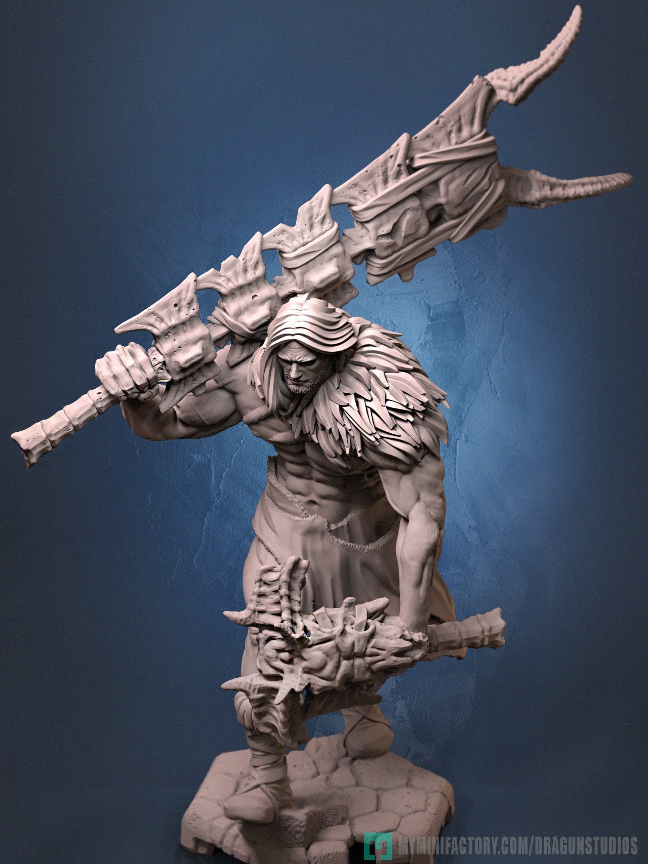 Barbarian Miniature | Dragun Studios | Tabletop RPG Miniature | Roleplaying 3D Printed Fantasy Mini - 3DPrintDen