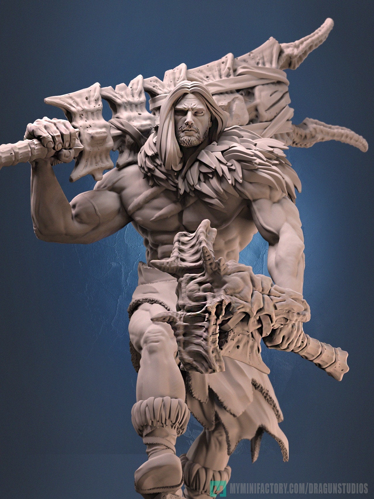 Barbarian Miniature | Dragun Studios | Tabletop RPG Miniature | Roleplaying 3D Printed Fantasy Mini - 3DPrintDen