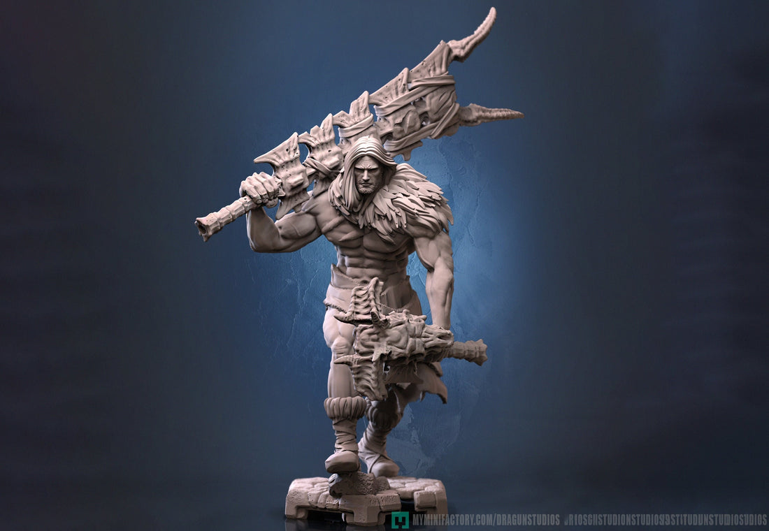 Barbarian Miniature | Dragun Studios | Tabletop RPG Miniature | Roleplaying 3D Printed Fantasy Mini - 3DPrintDen