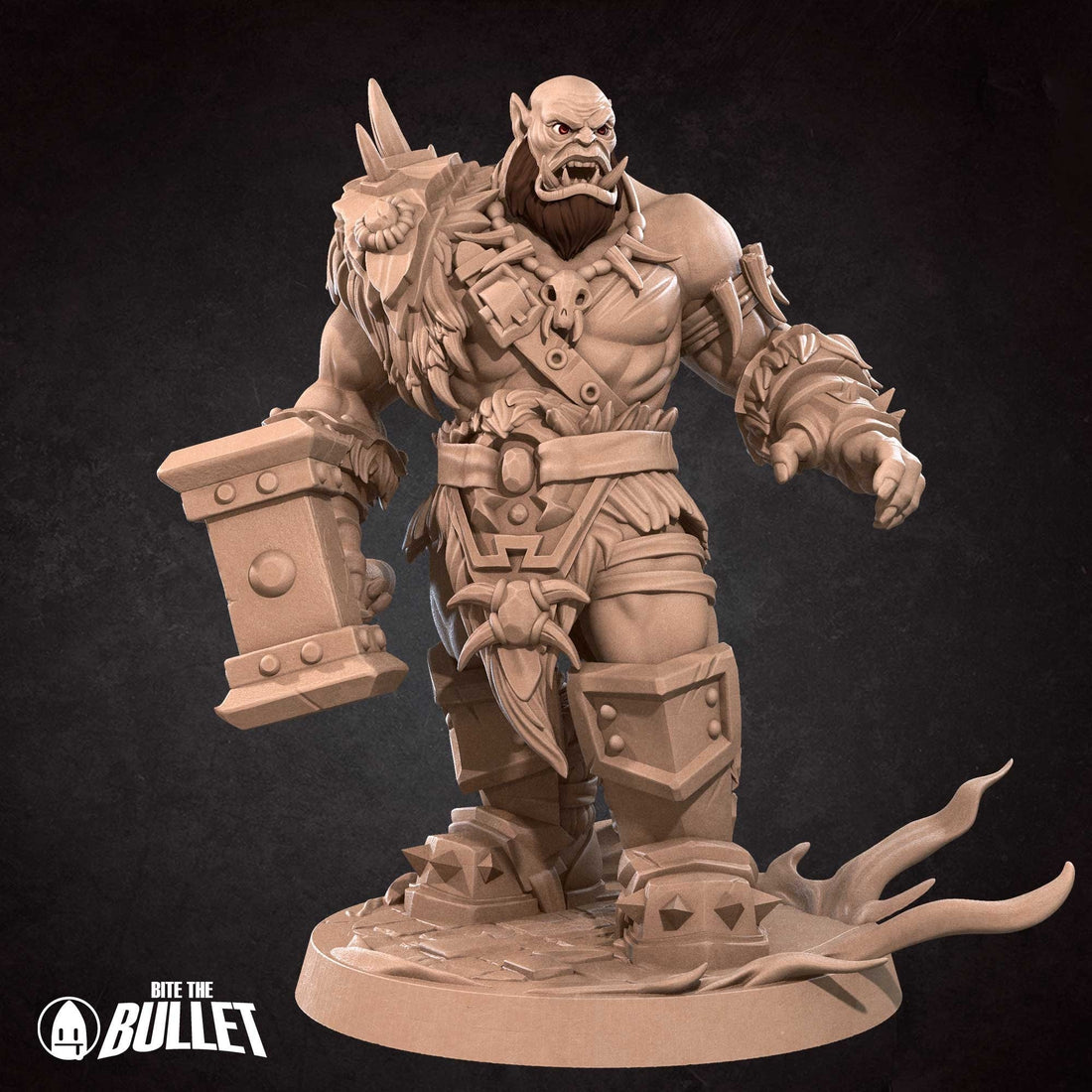 Orc Warchief Miniature | Tabletop RPG Miniature | Bite the Bullet | Roleplaying 3D Printed Fantasy Mini - 3DPrintDen