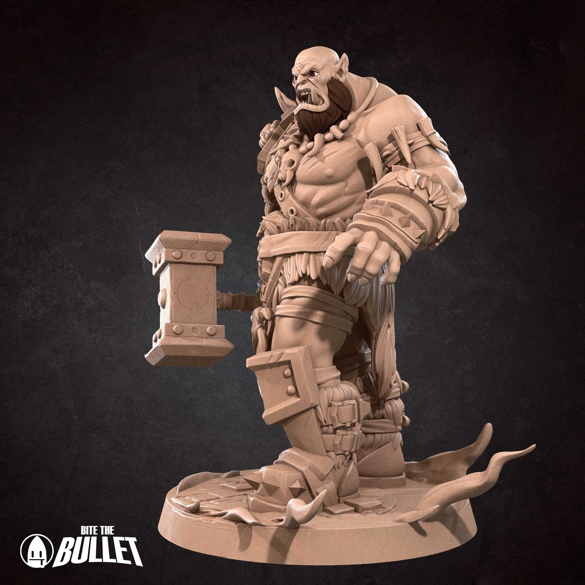 Orc Warchief Miniature | Tabletop RPG Miniature | Bite the Bullet | Roleplaying 3D Printed Fantasy Mini - 3DPrintDen