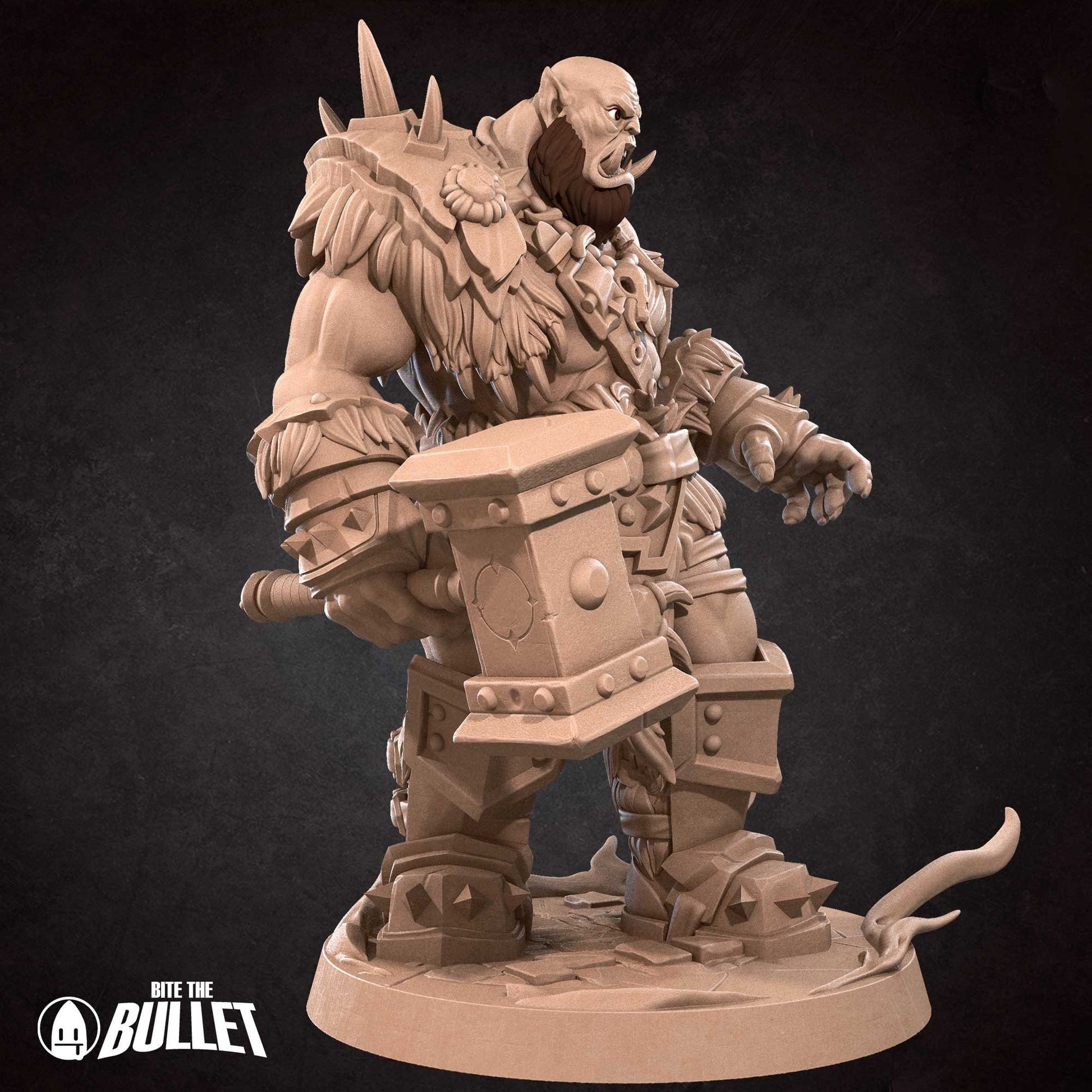 Orc Warchief Miniature | Tabletop RPG Miniature | Bite the Bullet | Roleplaying 3D Printed Fantasy Mini - 3DPrintDen