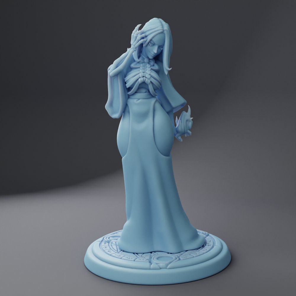 Female Necromancer Miniature, Umieranie | Twin Goddess Miniatures | Tabletop RPG Miniature | Roleplaying 3D Printed Fantasy Mini - 3DPrintDen