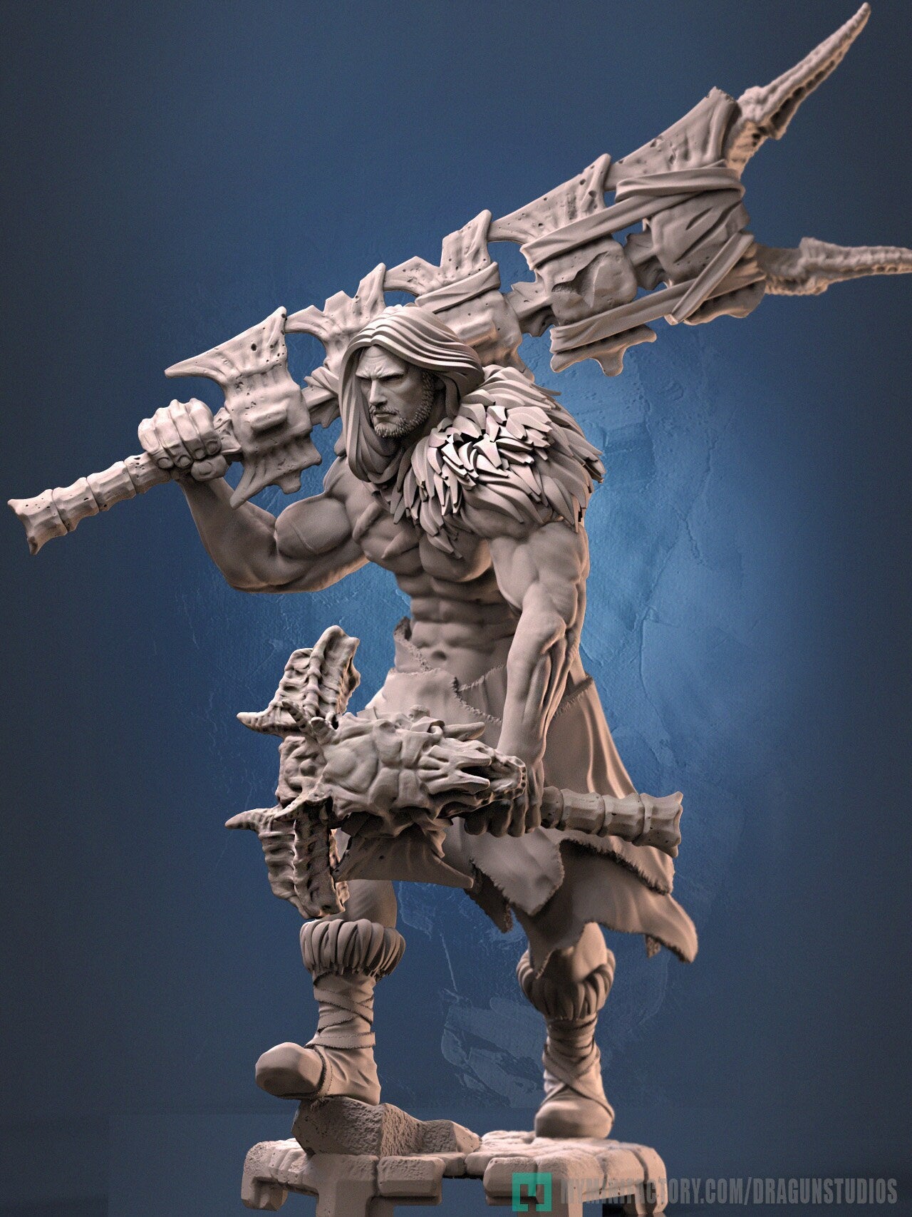 Barbarian Miniature | Dragun Studios | Tabletop RPG Miniature | Roleplaying 3D Printed Fantasy Mini - 3DPrintDen