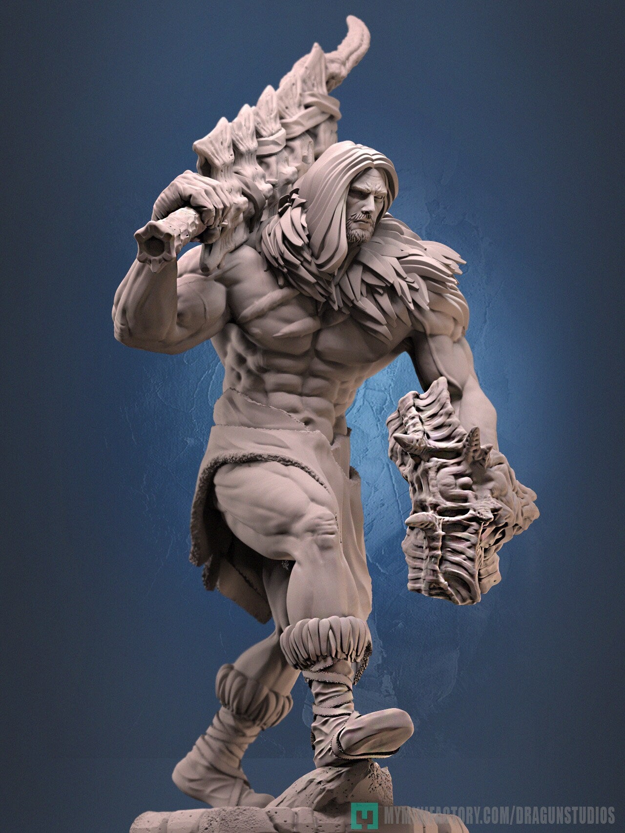 Barbarian Miniature | Dragun Studios | Tabletop RPG Miniature | Roleplaying 3D Printed Fantasy Mini - 3DPrintDen