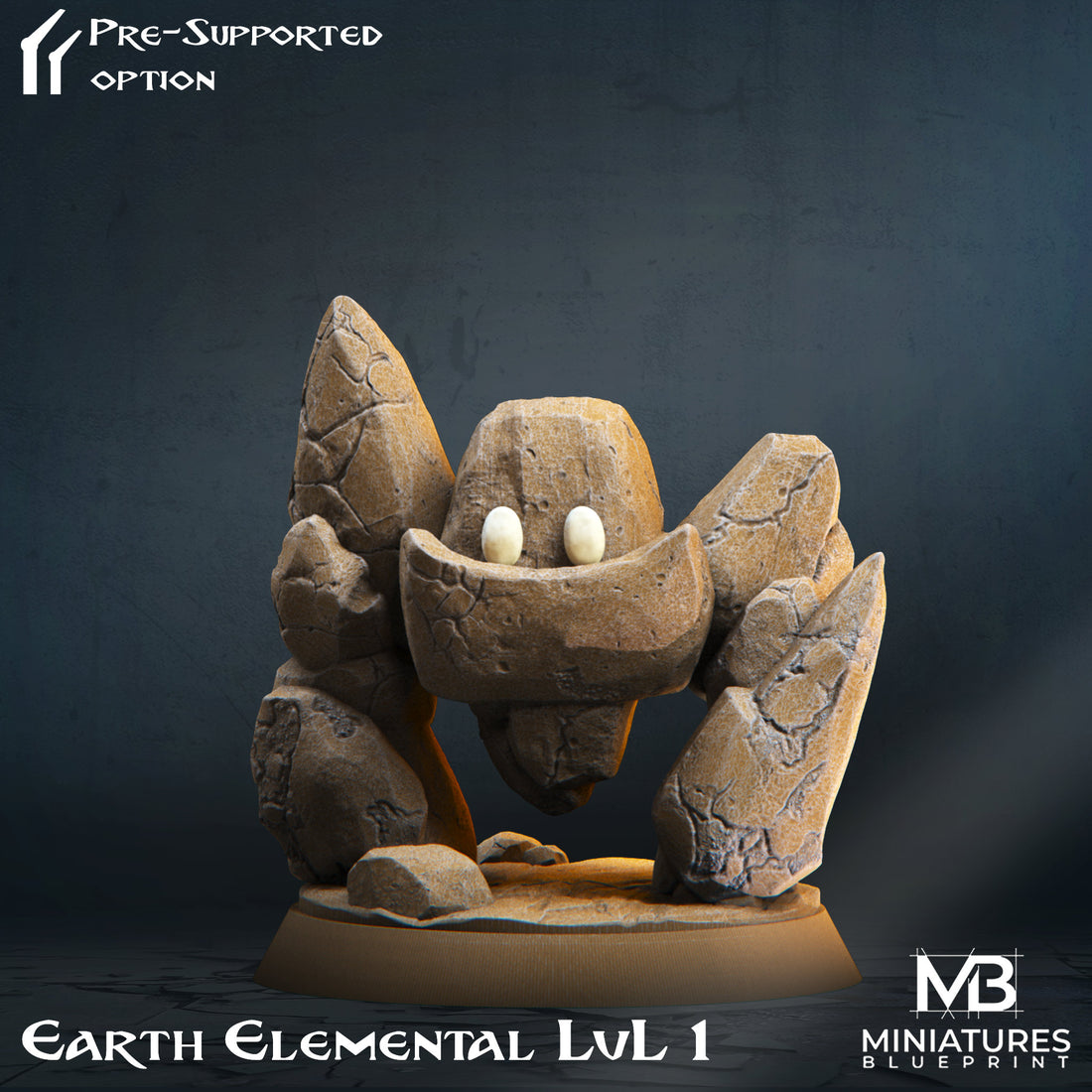 Earth Elemental Miniature | Tabletop RPG Miniature | Miniatures Blueprint | Roleplaying 3D Printed Fantasy Mini - 3DPrintDen