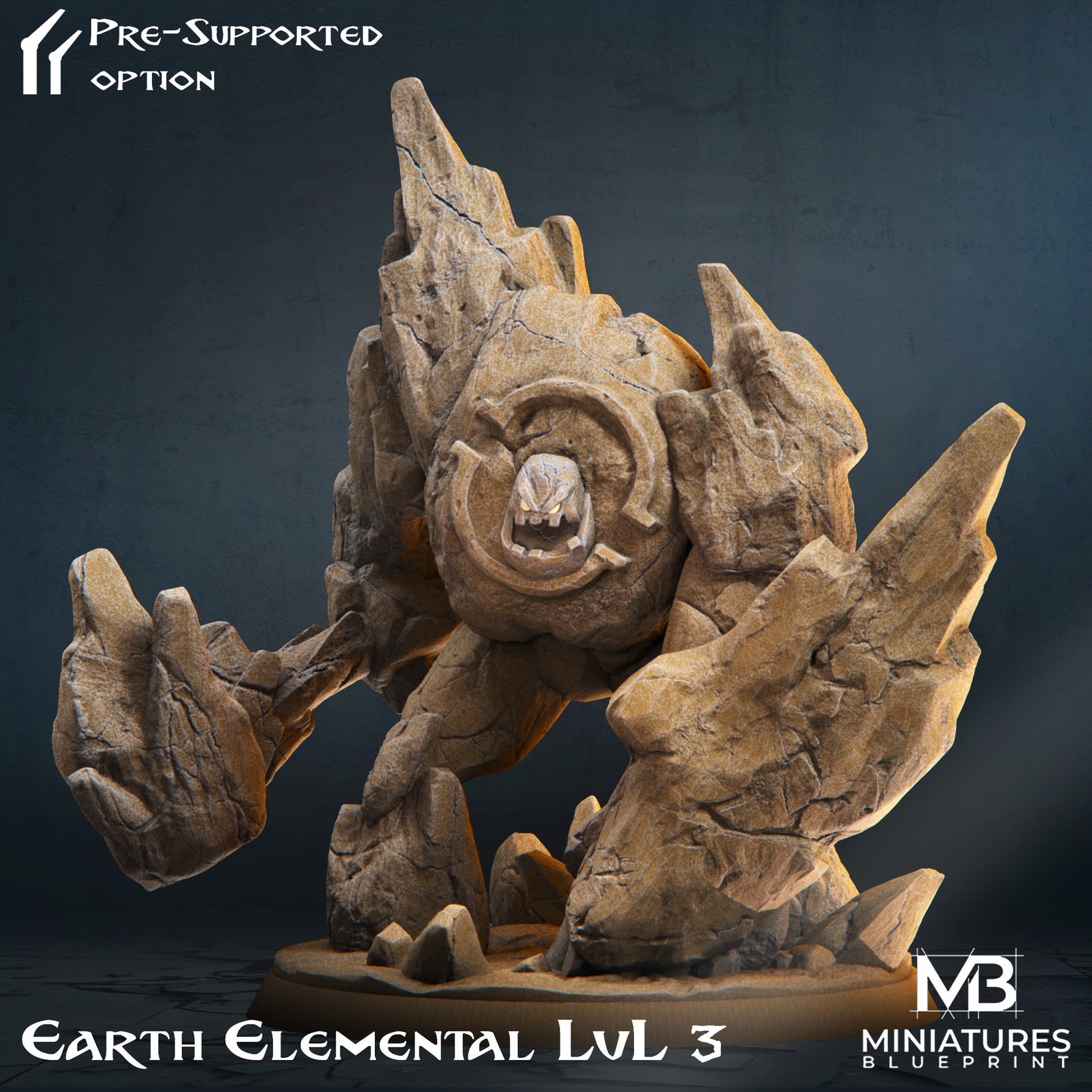 Earth Elemental Miniature | Tabletop RPG Miniature | Miniatures Blueprint | Roleplaying 3D Printed Fantasy Mini - 3DPrintDen