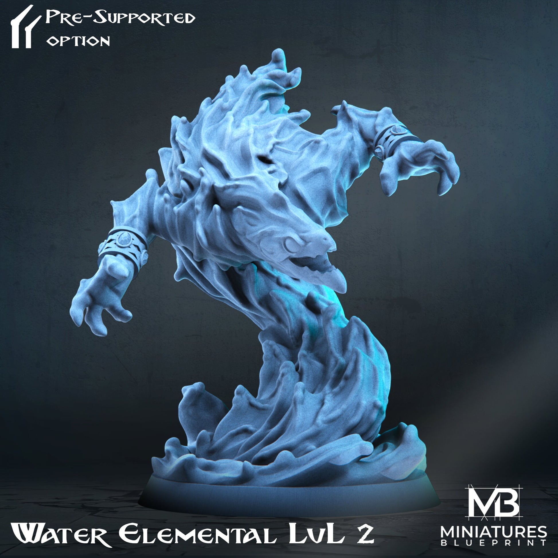 Water Elemental Miniature | Tabletop RPG Miniature | Miniatures Blueprint | Roleplaying 3D Printed Fantasy Mini - 3DPrintDen