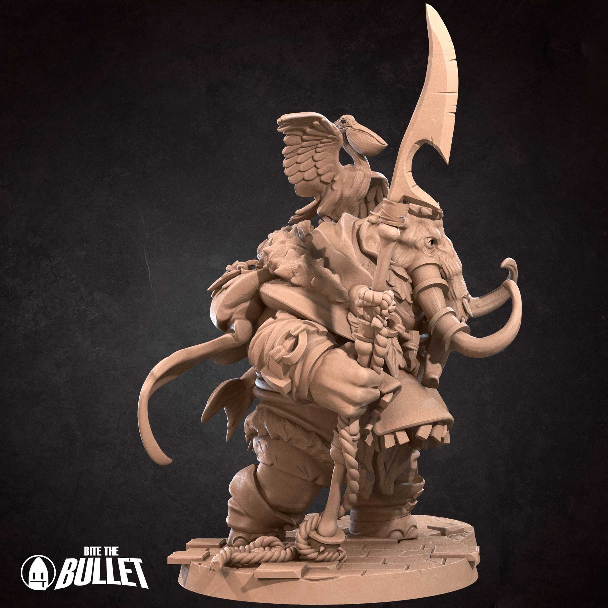 Loxodon Hunter Miniature | Tabletop RPG Miniature | Bite the Bullet | Roleplaying 3D Printed Fantasy Mini - 3DPrintDen