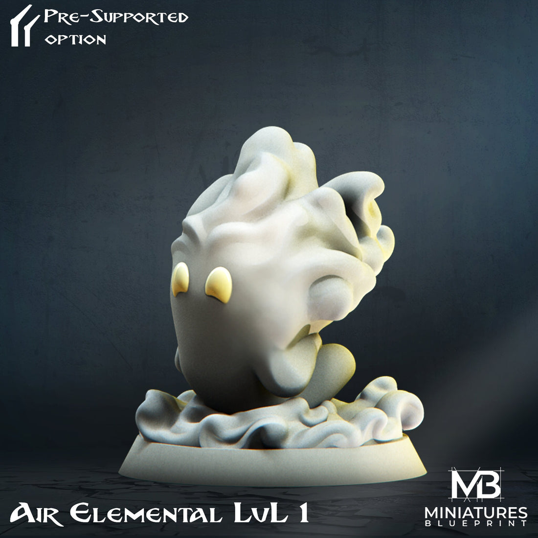 Air Elemental Miniature | Tabletop RPG Miniature | Miniatures Blueprint | Roleplaying 3D Printed Fantasy Mini - 3DPrintDen