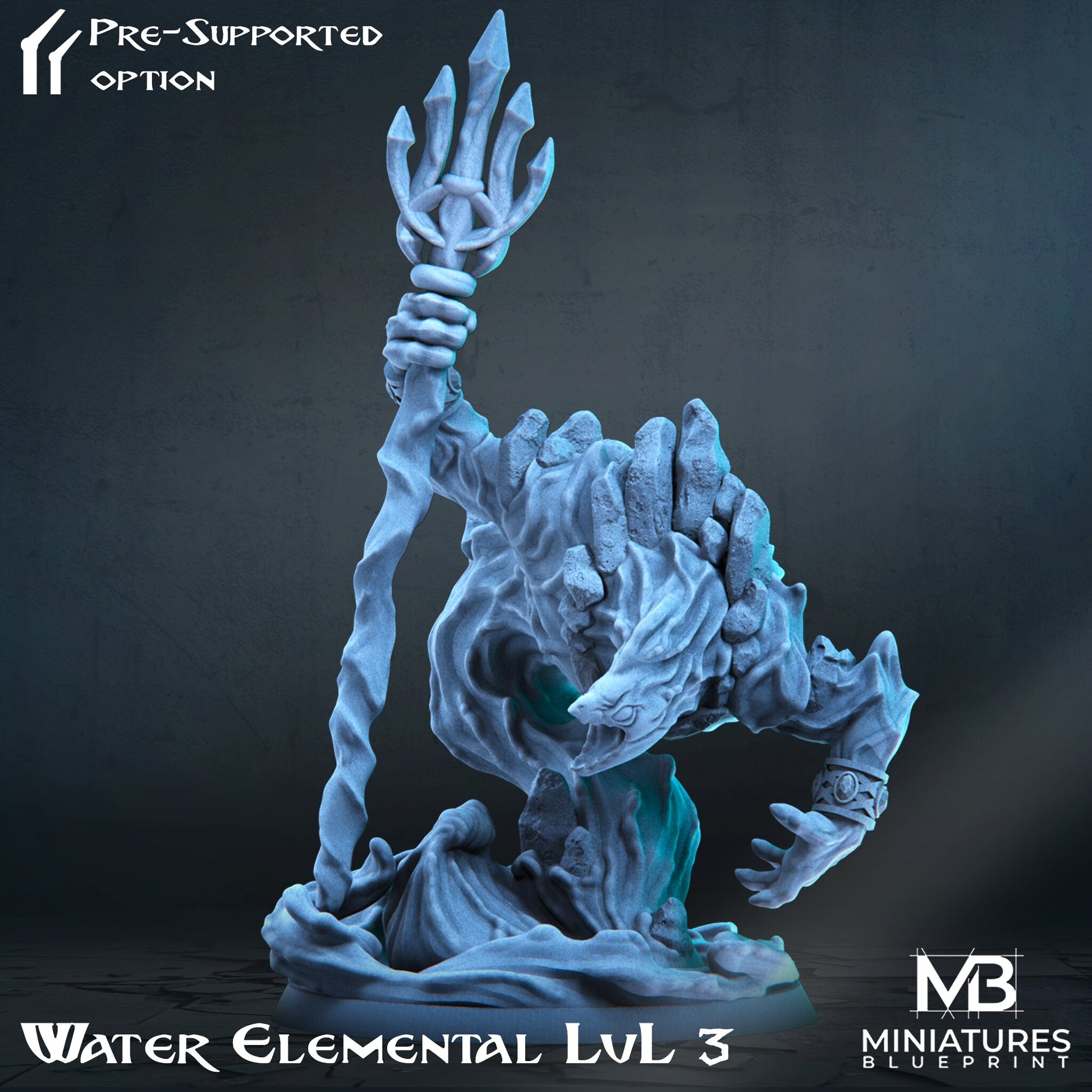 Water Elemental Miniature | Tabletop RPG Miniature | Miniatures Blueprint | Roleplaying 3D Printed Fantasy Mini - 3DPrintDen