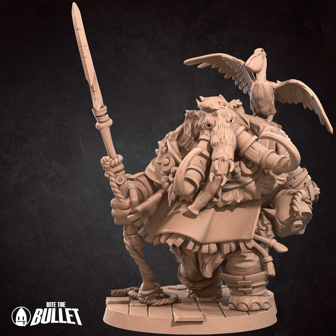 Loxodon Hunter Miniature | Tabletop RPG Miniature | Bite the Bullet | Roleplaying 3D Printed Fantasy Mini - 3DPrintDen