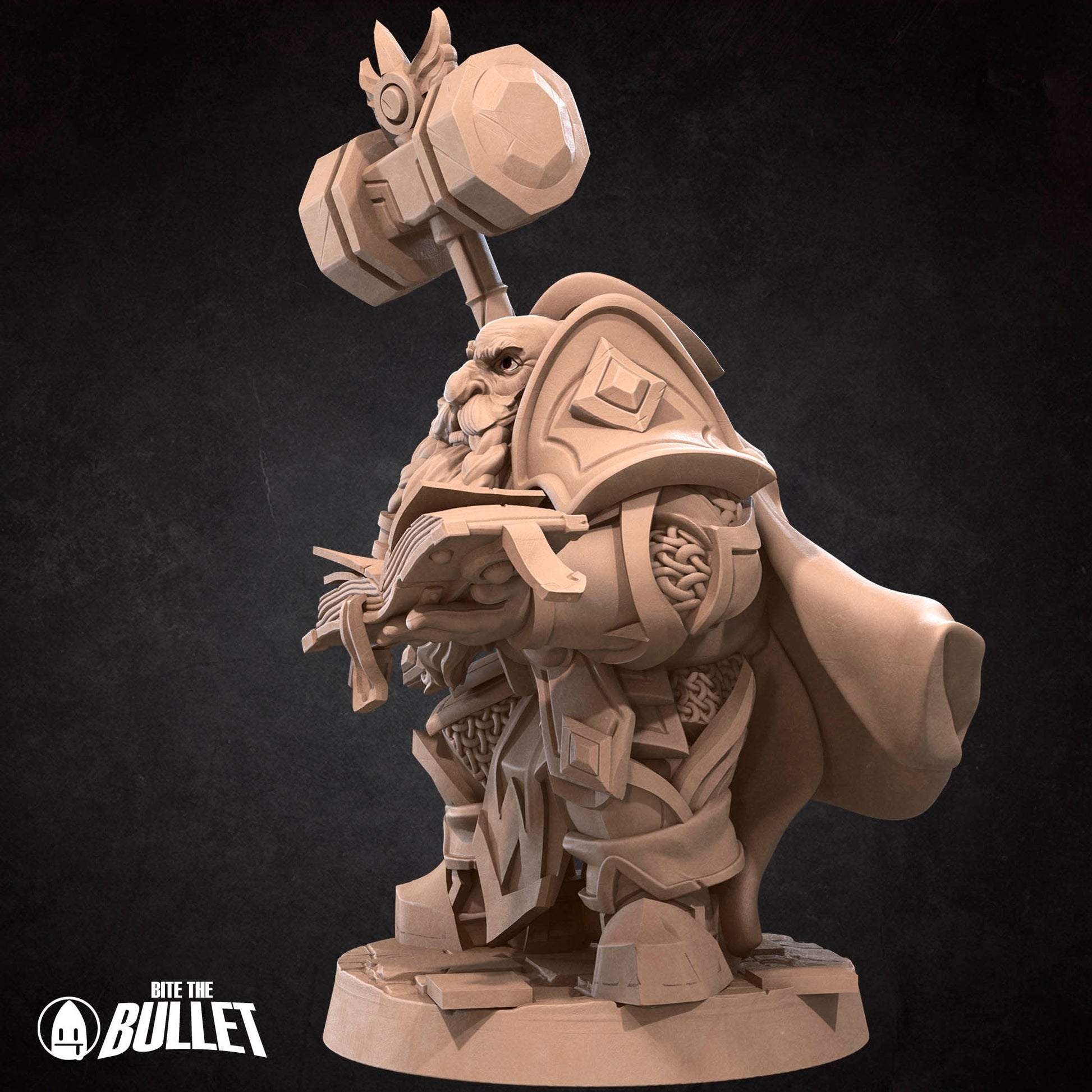 Dwarf Priest Miniature | Tabletop RPG Miniature | Bite the Bullet | Roleplaying 3D Printed Fantasy Mini - 3DPrintDen