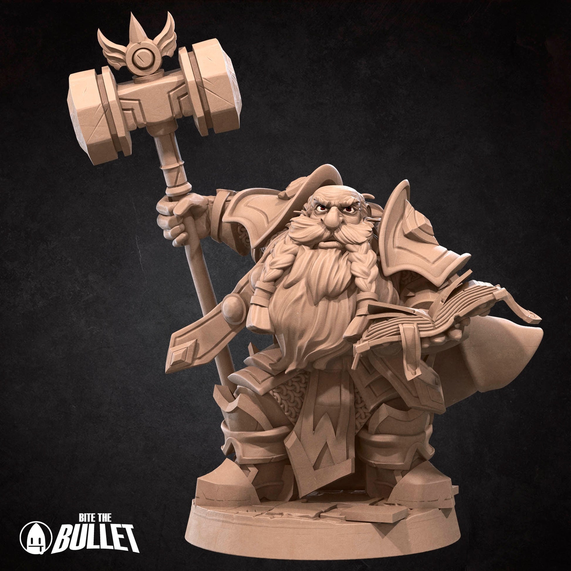 Dwarf Priest Miniature | Tabletop RPG Miniature | Bite the Bullet | Roleplaying 3D Printed Fantasy Mini - 3DPrintDen