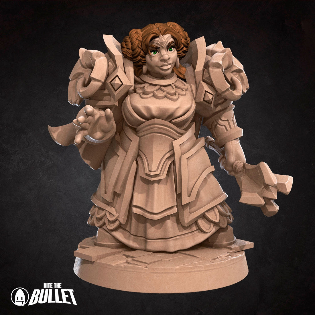 Dwarf Priestess Miniature | Tabletop RPG Miniature | Bite the Bullet | Roleplaying 3D Printed Fantasy Mini - 3DPrintDen