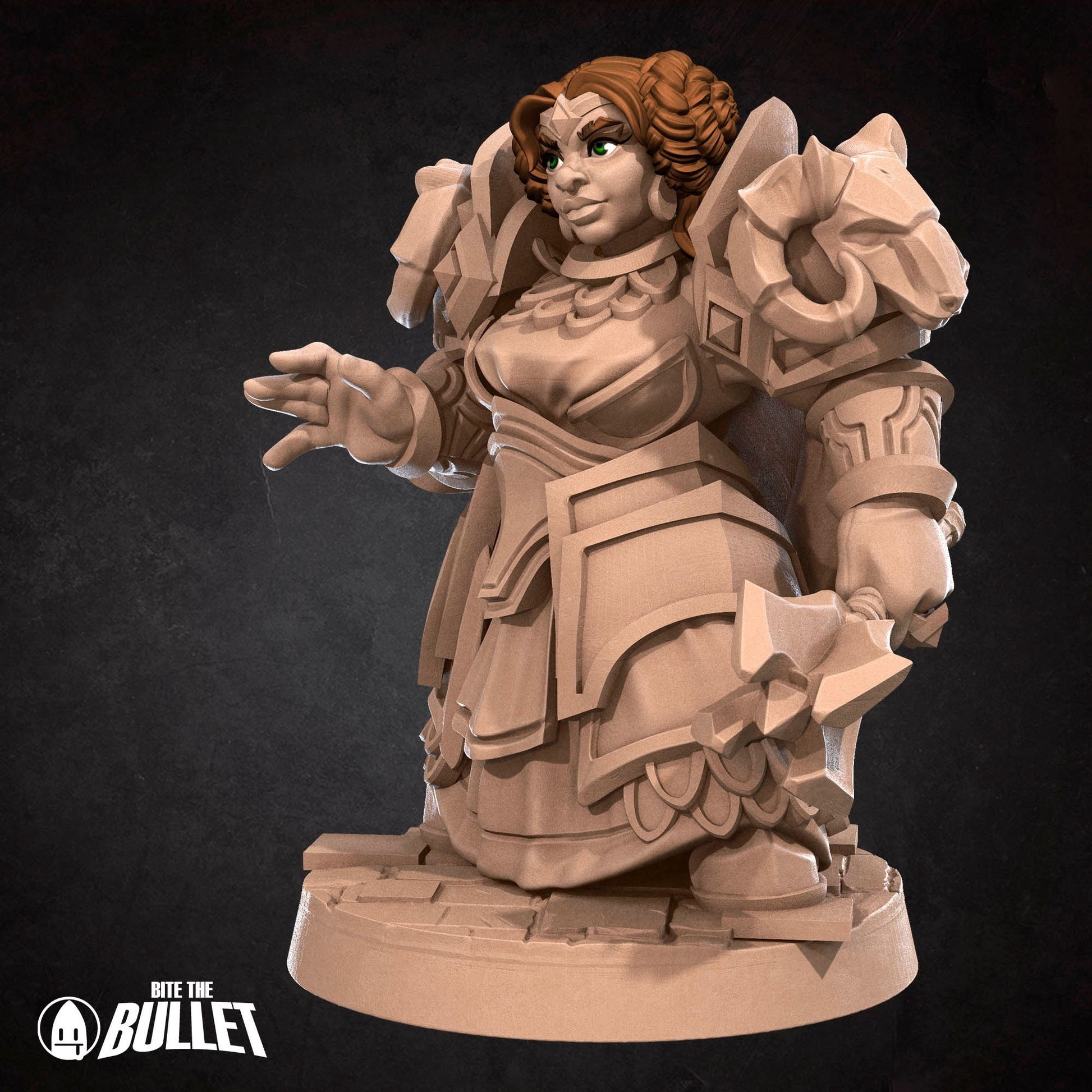 Dwarf Priestess Miniature | Tabletop RPG Miniature | Bite the Bullet | Roleplaying 3D Printed Fantasy Mini - 3DPrintDen