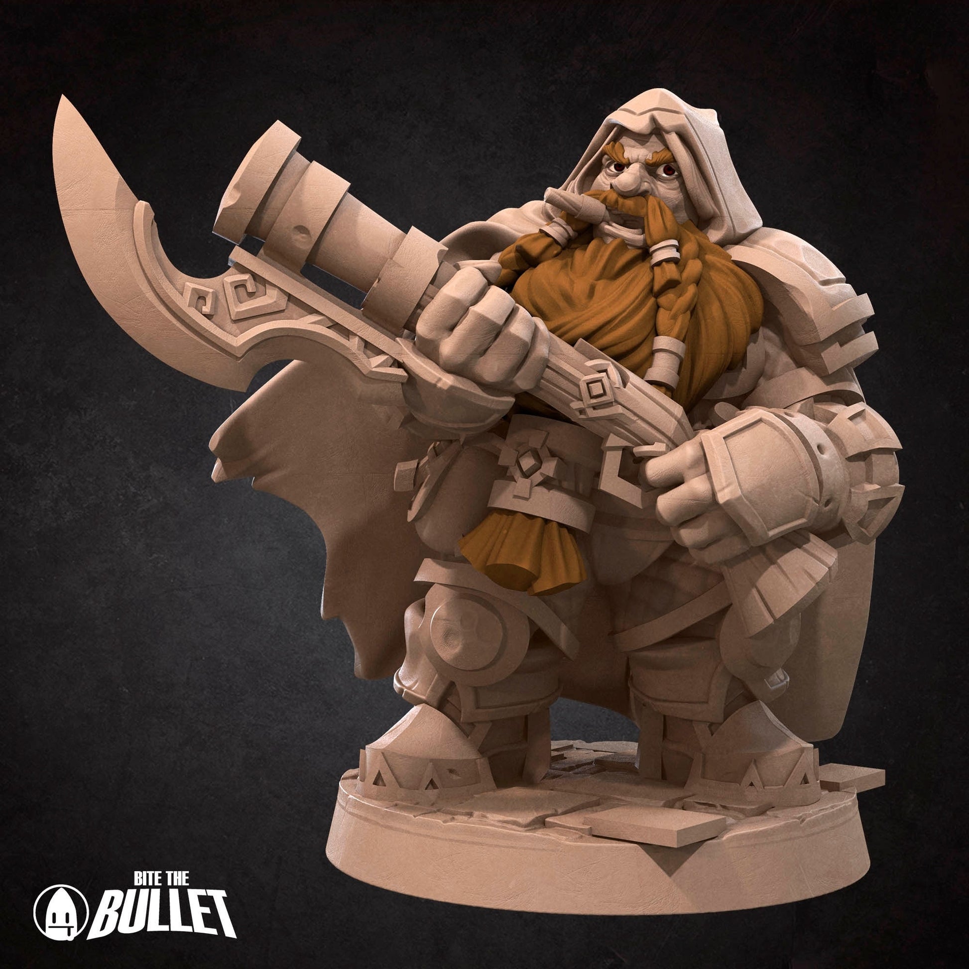 Dwarf Rifleman Miniature | Tabletop RPG Miniature | Bite the Bullet | Roleplaying 3D Printed Fantasy Mini - 3DPrintDen