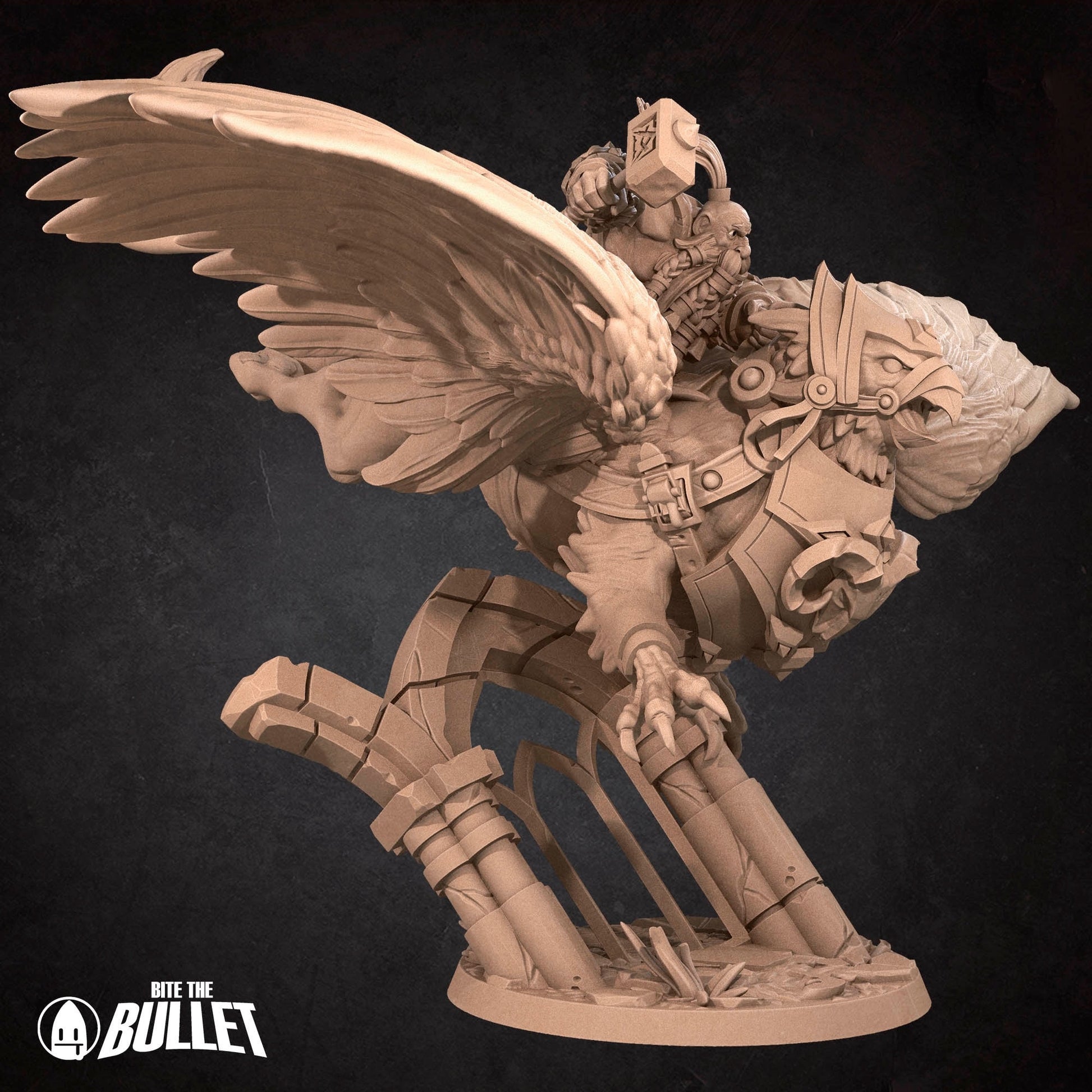 Dwarf Gryphon Master Miniature | Tabletop RPG Miniature | Bite the Bullet | Roleplaying 3D Printed Fantasy Mini - 3DPrintDen