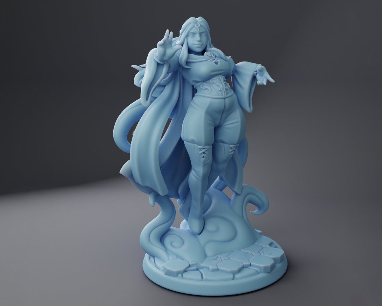 Female Sorceress Miniature, Victoria | Twin Goddess Miniatures | Tabletop RPG Miniature | Roleplaying 3D Printed Fantasy Mini - 3DPrintDen