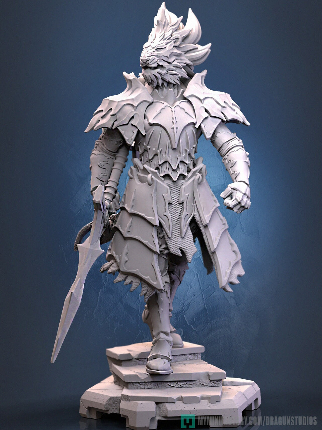 Leonin Miniature | Dragun Studios | Tabletop RPG Miniature | Roleplaying 3D Printed Fantasy Mini - 3DPrintDen