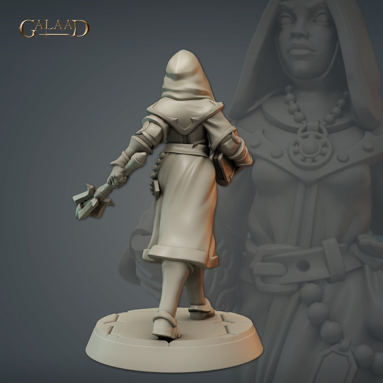 Priestess Miniature | Tabletop RPG Miniature | Galaad Miniatures | Roleplaying 3D Printed Fantasy Mini - 3DPrintDen