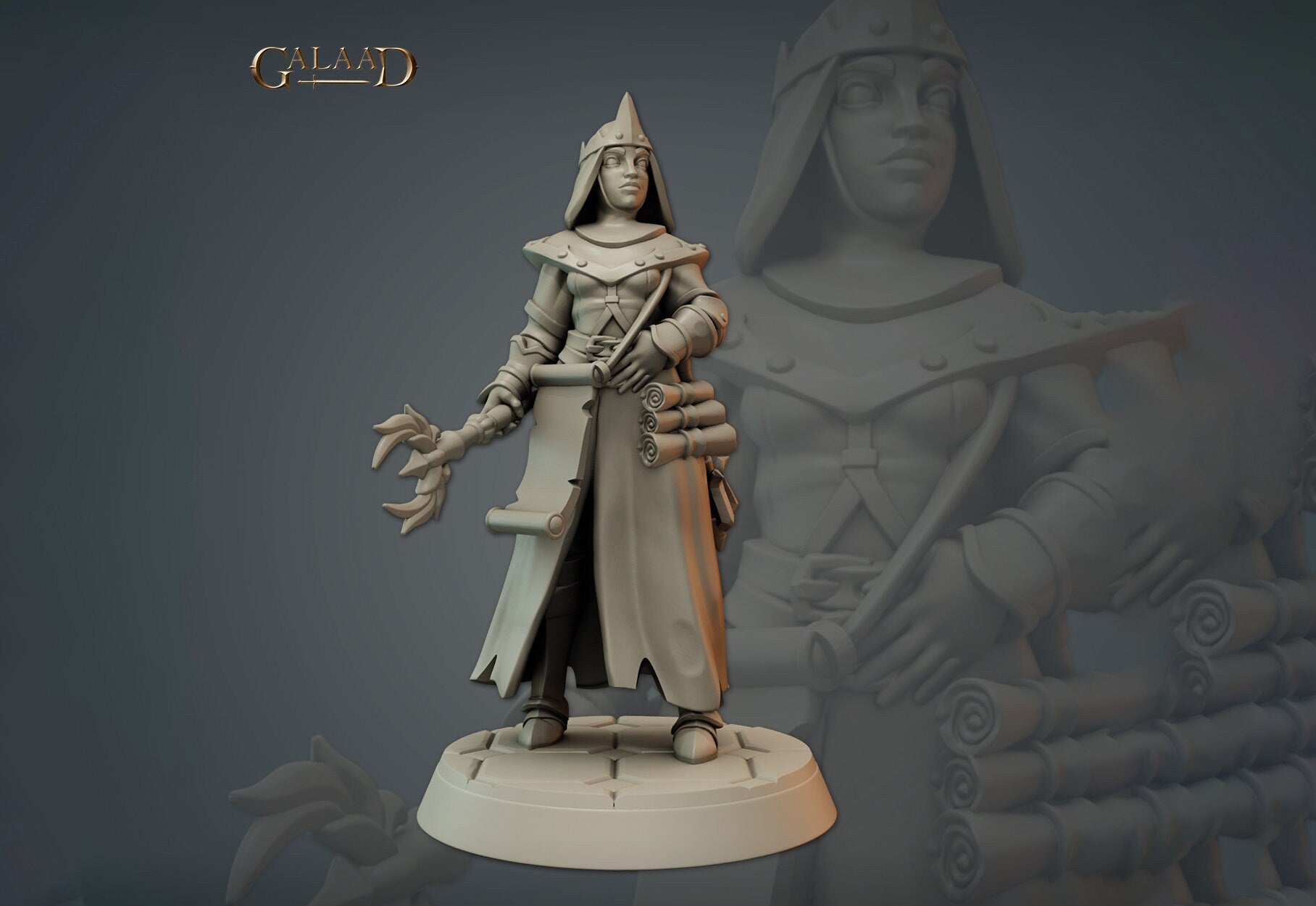 Priestess Miniature | Tabletop RPG Miniature | Galaad Miniatures | Roleplaying 3D Printed Fantasy Mini - 3DPrintDen