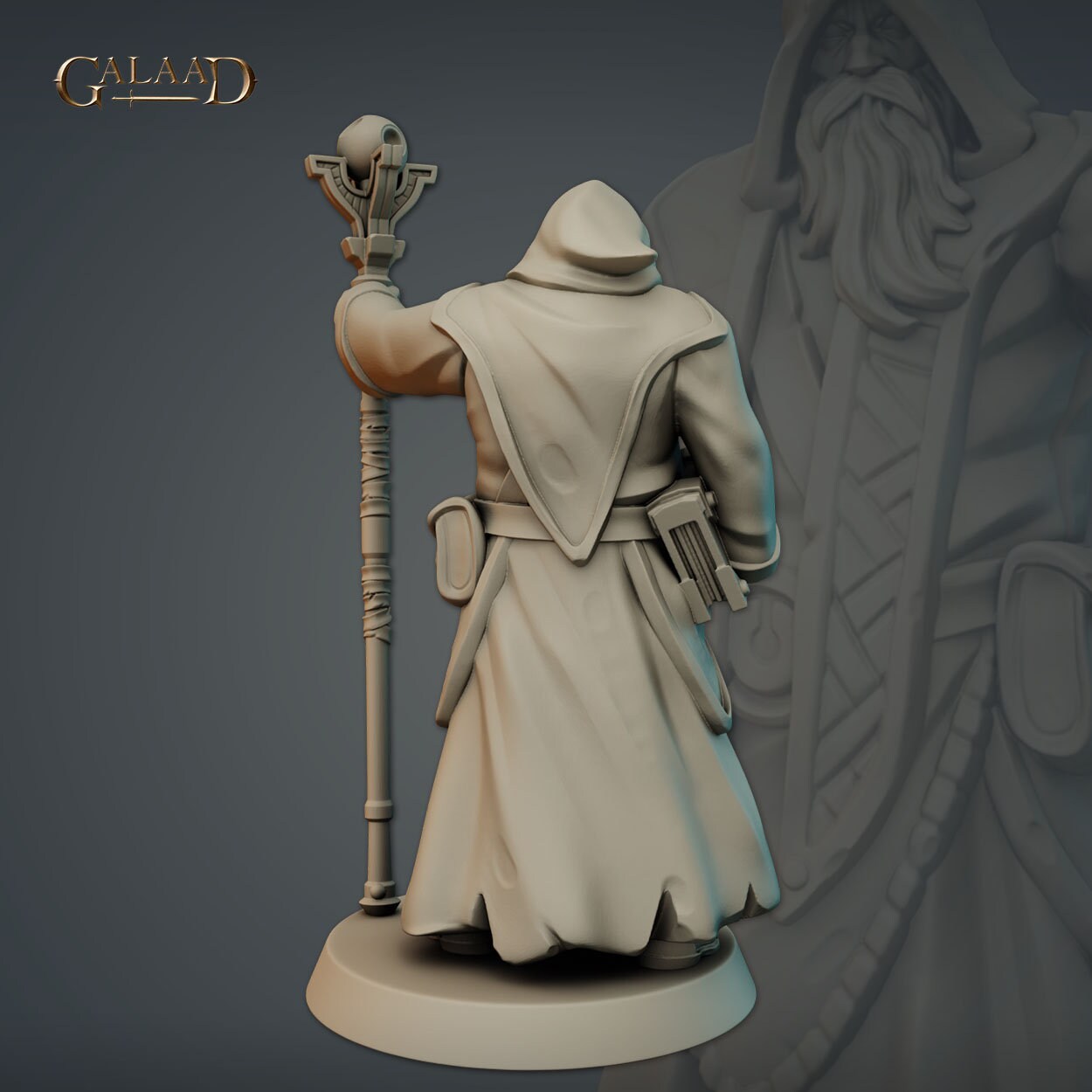 Wizard Miniature | Tabletop RPG Miniature | Galaad Miniatures | Roleplaying 3D Printed Fantasy Mini - 3DPrintDen