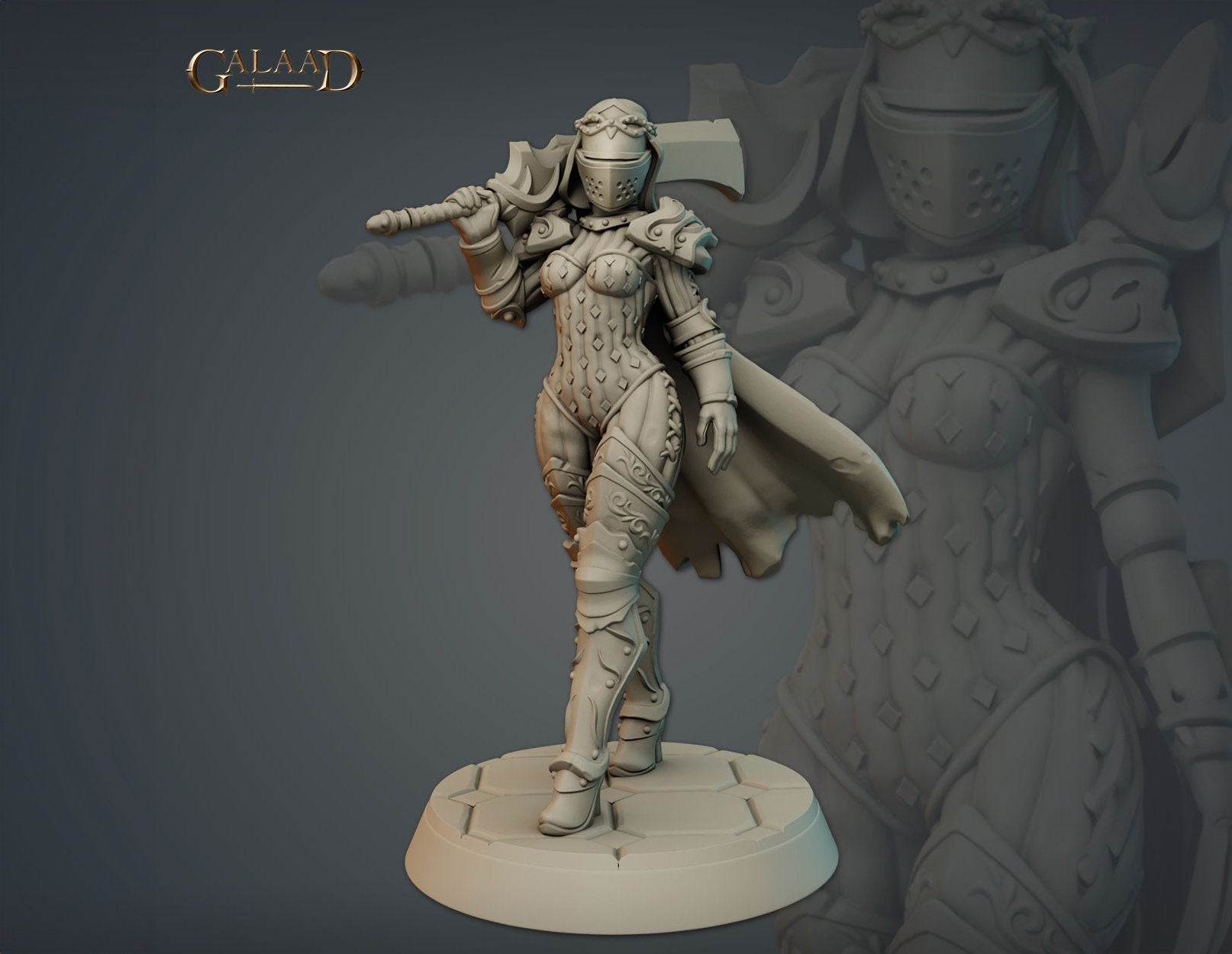 Female Warden Miniature | Tabletop RPG Miniature | Galaad Miniatures | Roleplaying 3D Printed Fantasy Mini - 3DPrintDen