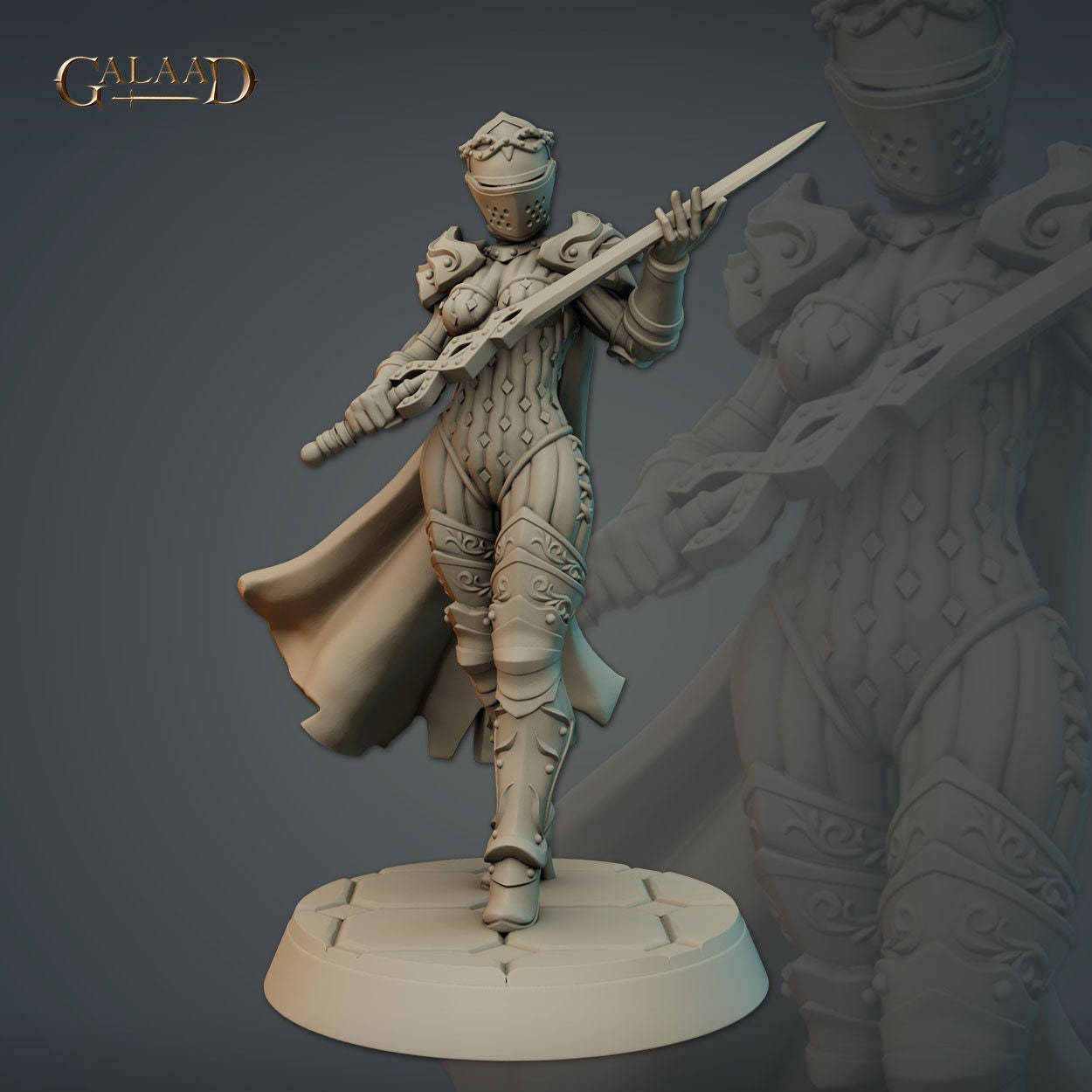 Female Warden Miniature | Tabletop RPG Miniature | Galaad Miniatures | Roleplaying 3D Printed Fantasy Mini - 3DPrintDen