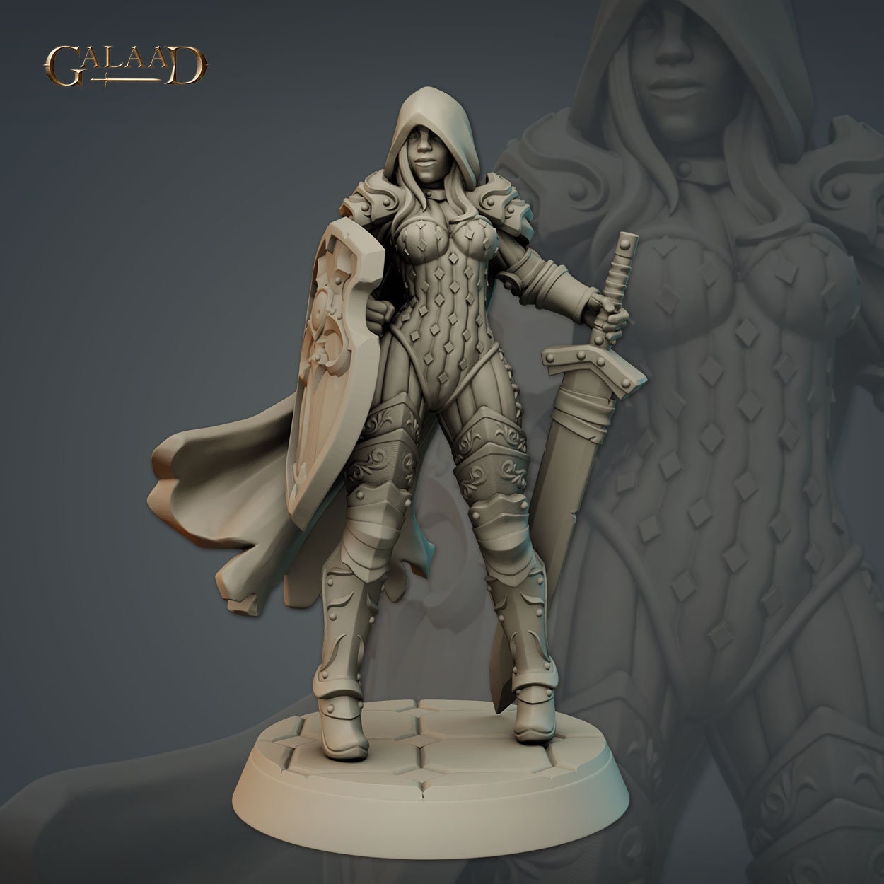 Female Warden Miniature | Tabletop RPG Miniature | Galaad Miniatures | Roleplaying 3D Printed Fantasy Mini - 3DPrintDen