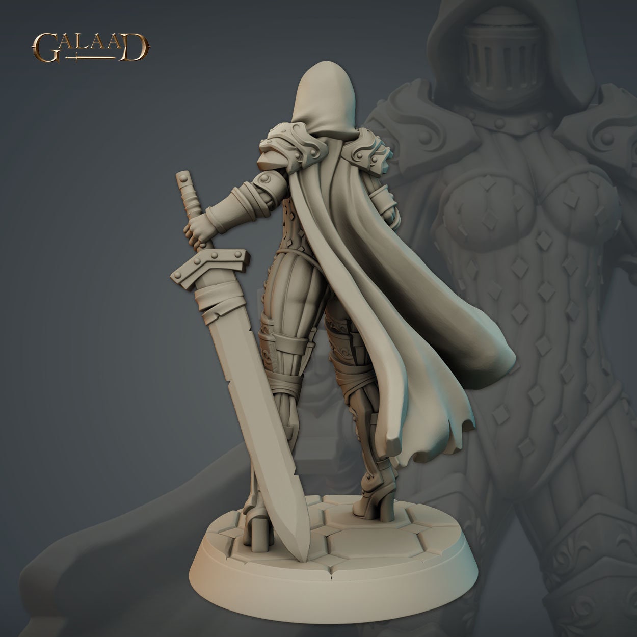 Female Warden Miniature | Tabletop RPG Miniature | Galaad Miniatures | Roleplaying 3D Printed Fantasy Mini - 3DPrintDen