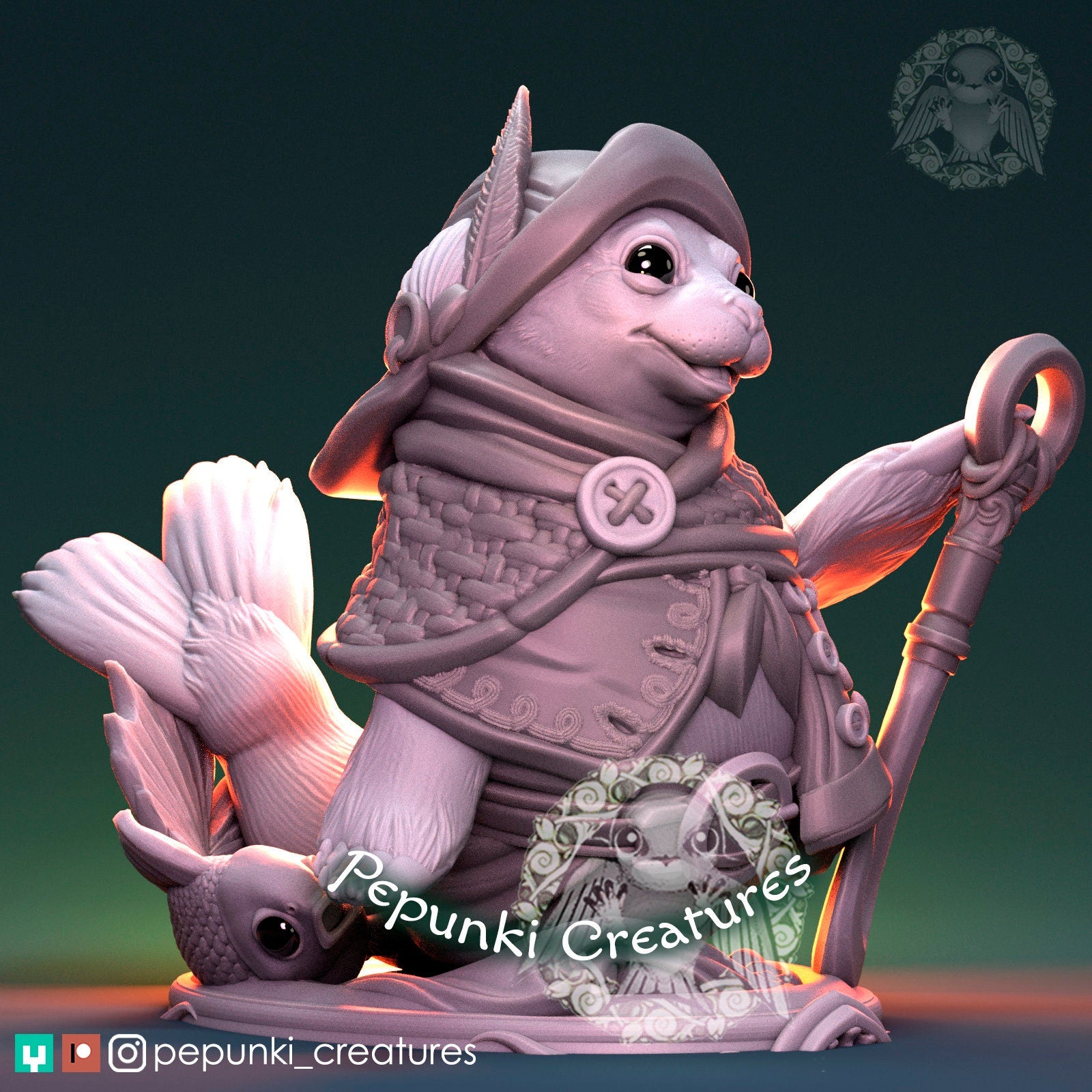 Seal Sailor Miniature | Tabletop RPG Miniature | Pepunki Creatures | Roleplaying 3D Printed Fantasy Mini - 3DPrintDen