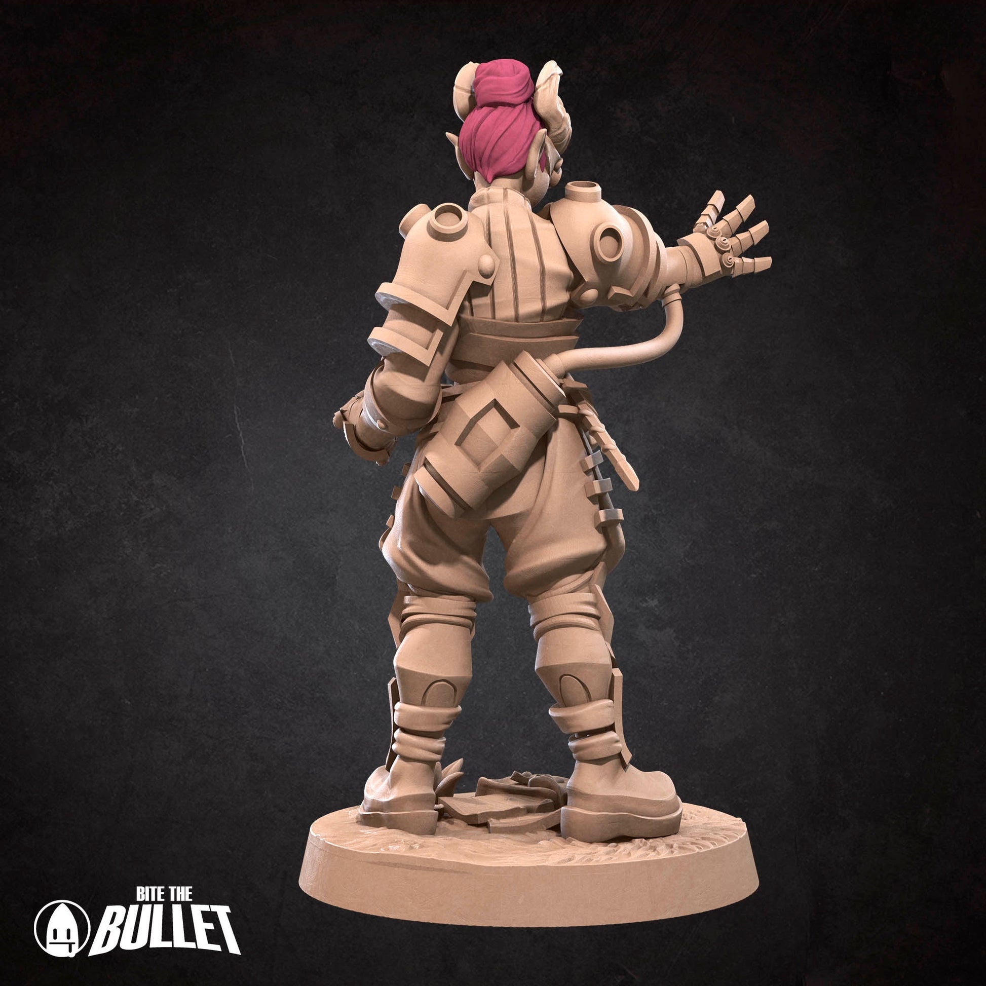 Female Tiefling Artificer Miniature | Tabletop RPG Miniature | Bite the Bullet | Roleplaying 3D Printed Fantasy Mini - 3DPrintDen