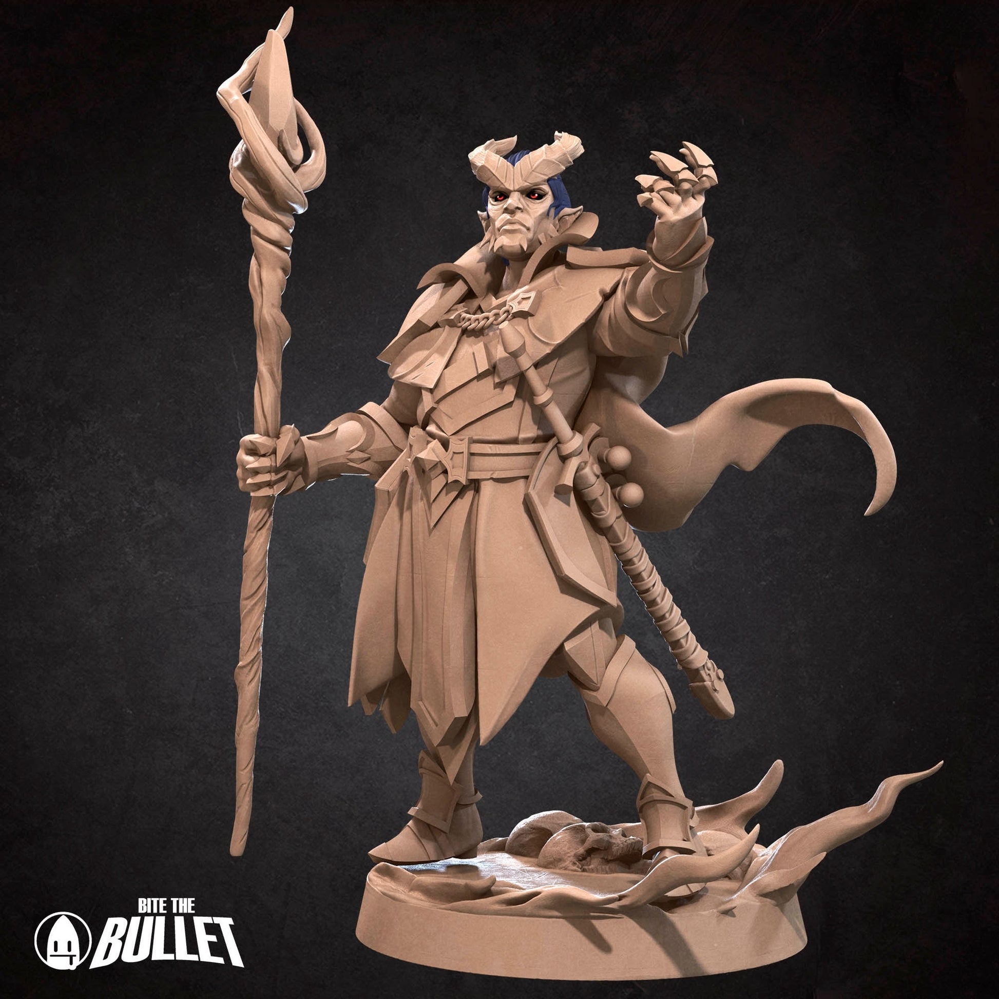 Tiefling Warlock Miniature | Tabletop RPG Miniature | Bite the Bullet | Roleplaying 3D Printed Fantasy Mini - 3DPrintDen