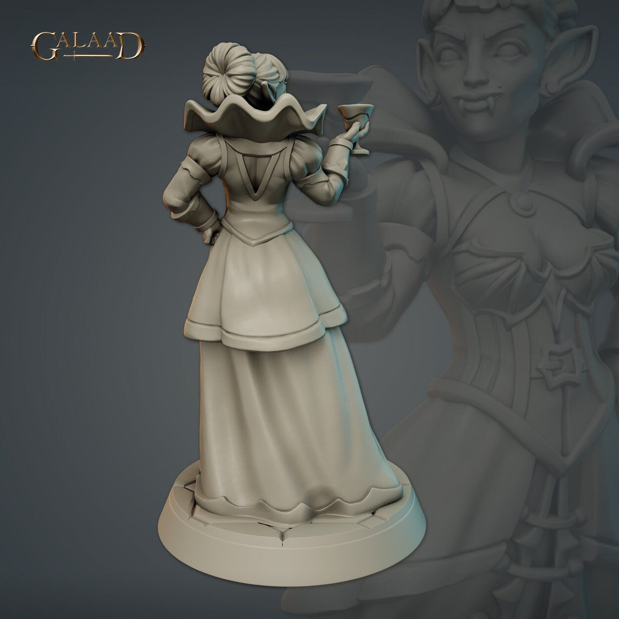 Female Vampire Miniature | Tabletop RPG Miniature | Galaad Miniatures | Roleplaying 3D Printed Fantasy Mini - 3DPrintDen