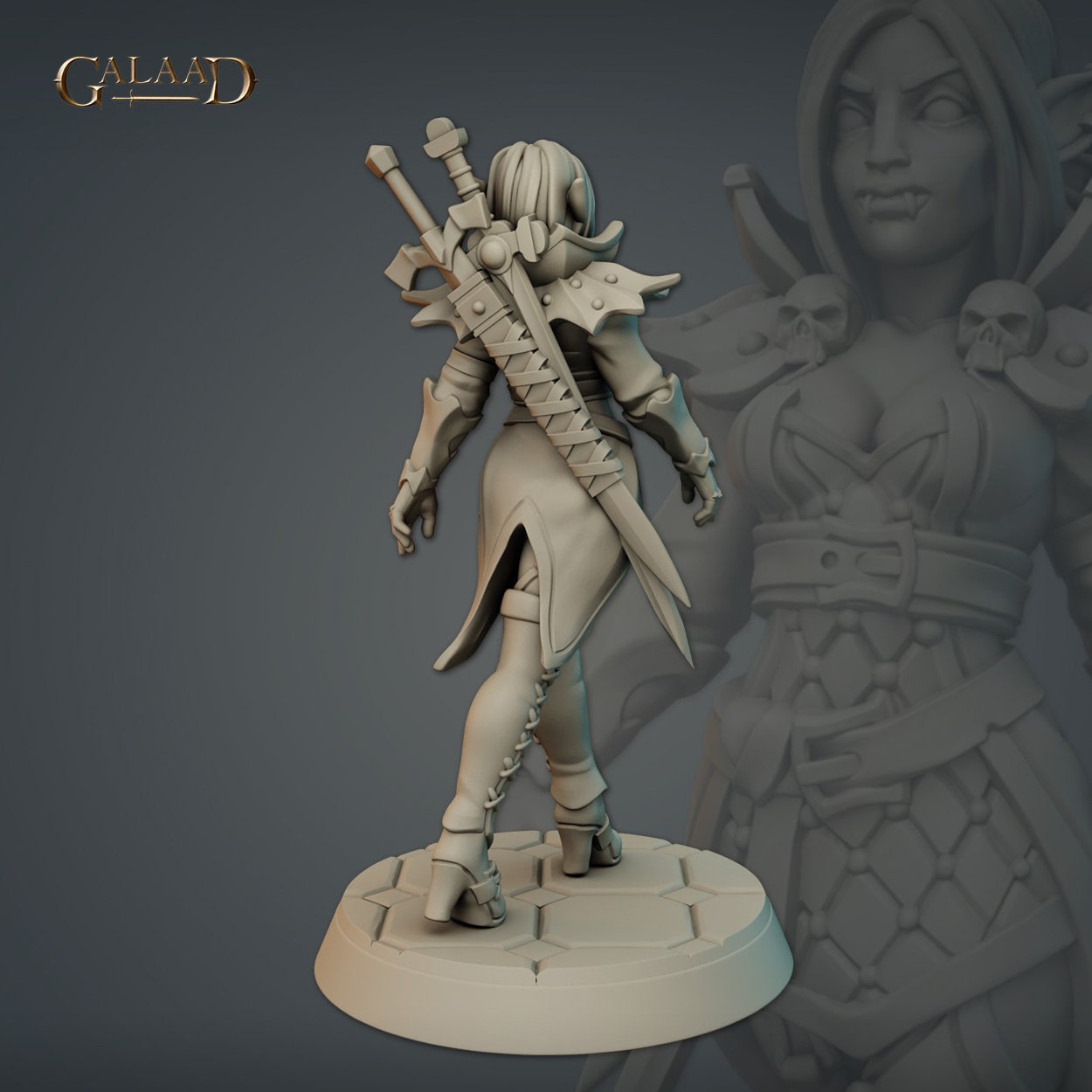 Female Vampire Miniature | Tabletop RPG Miniature | Galaad Miniatures | Roleplaying 3D Printed Fantasy Mini - 3DPrintDen