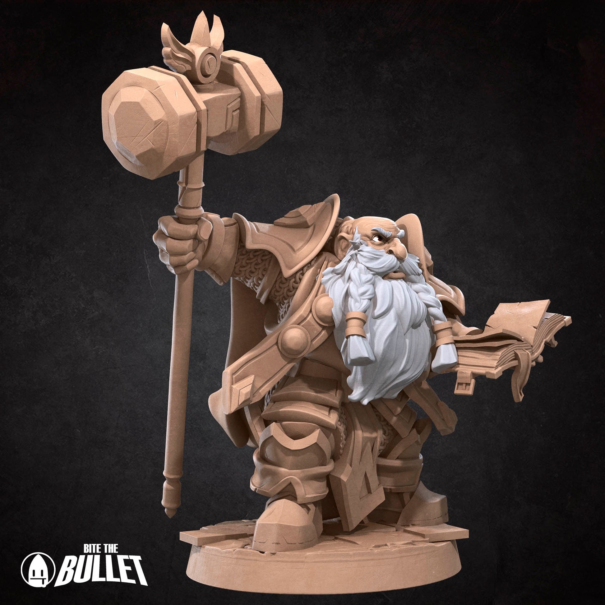 Dwarf Priest Miniature | Tabletop RPG Miniature | Bite the Bullet | Roleplaying 3D Printed Fantasy Mini - 3DPrintDen